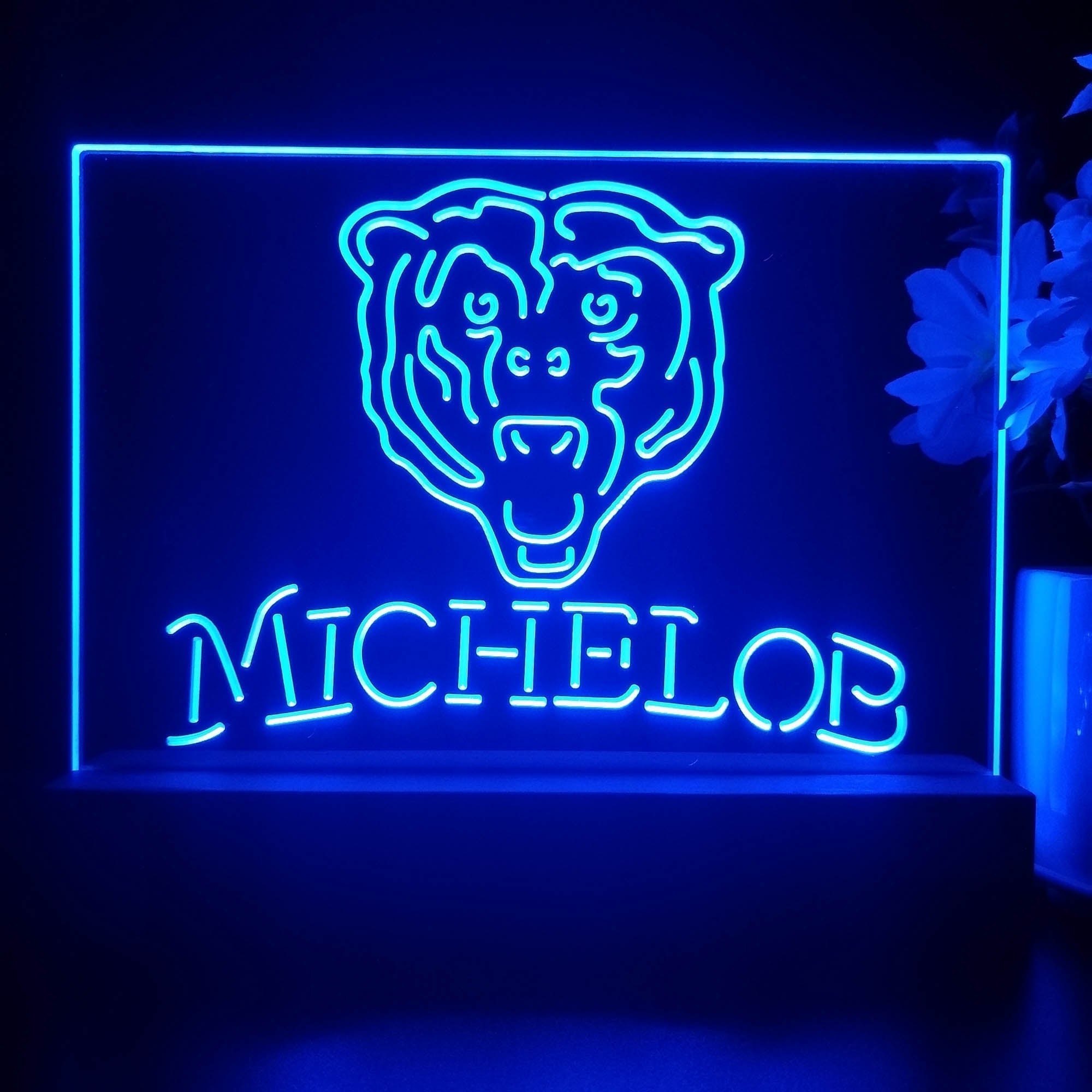 Michelob Bar Chicago Bears 3D Illusion Night Light Desk Lamp