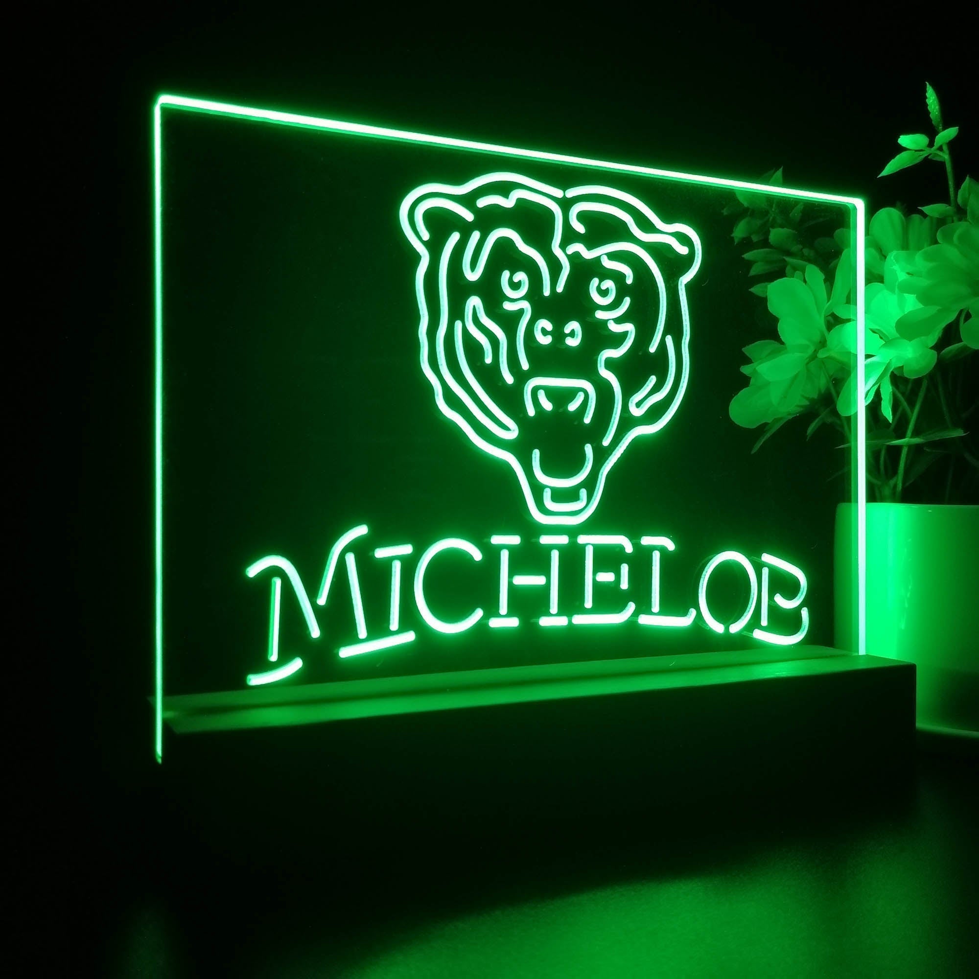 Michelob Bar Chicago Bears 3D Illusion Night Light Desk Lamp