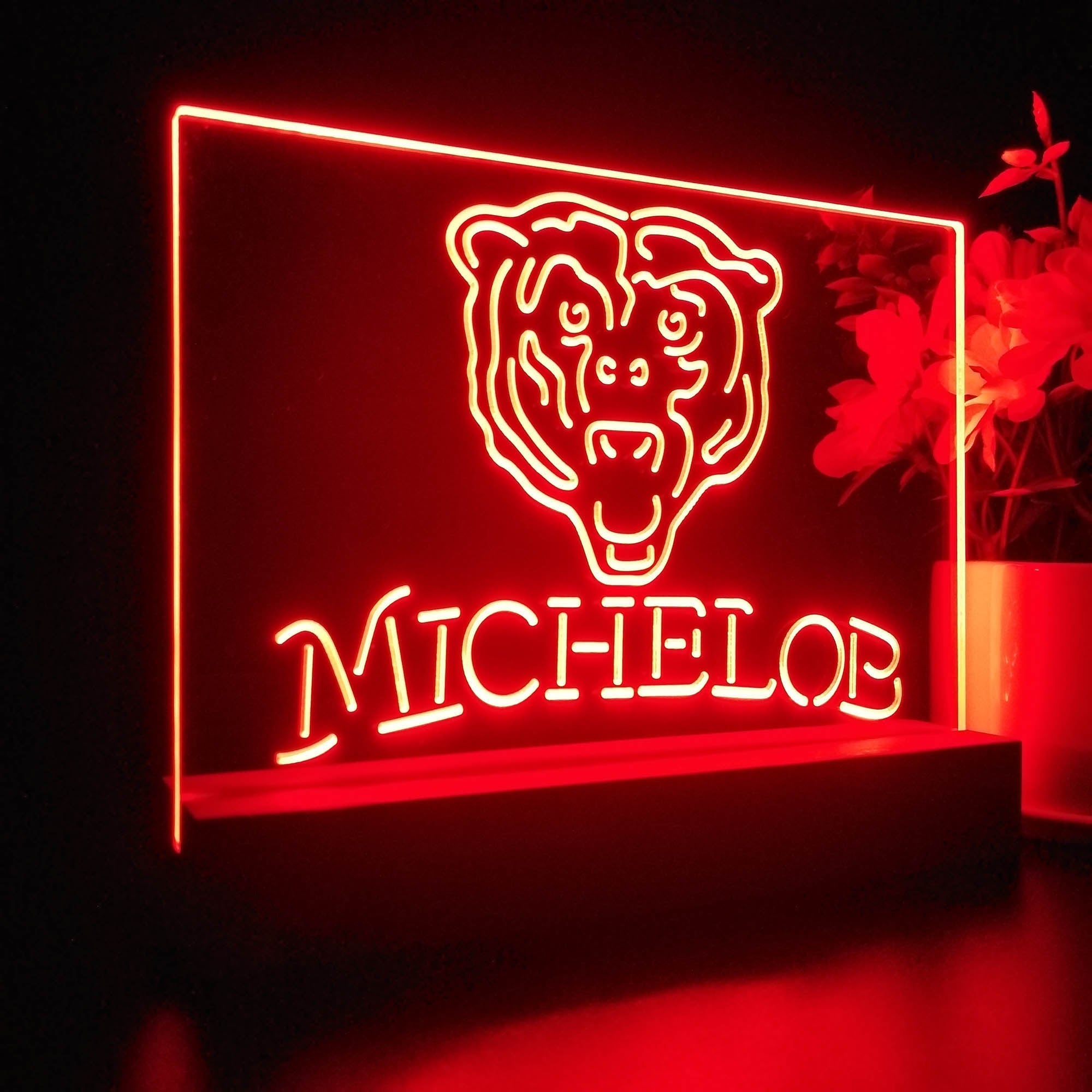 Michelob Bar Chicago Bears 3D Illusion Night Light Desk Lamp