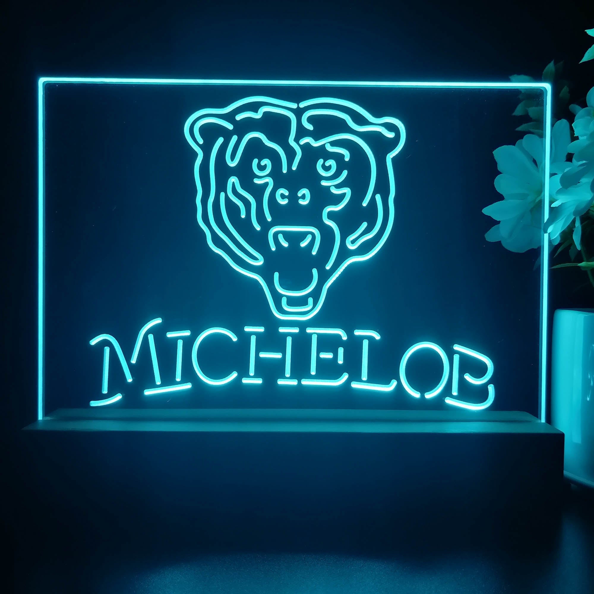 Michelob Bar Chicago Bears 3D Illusion Night Light Desk Lamp