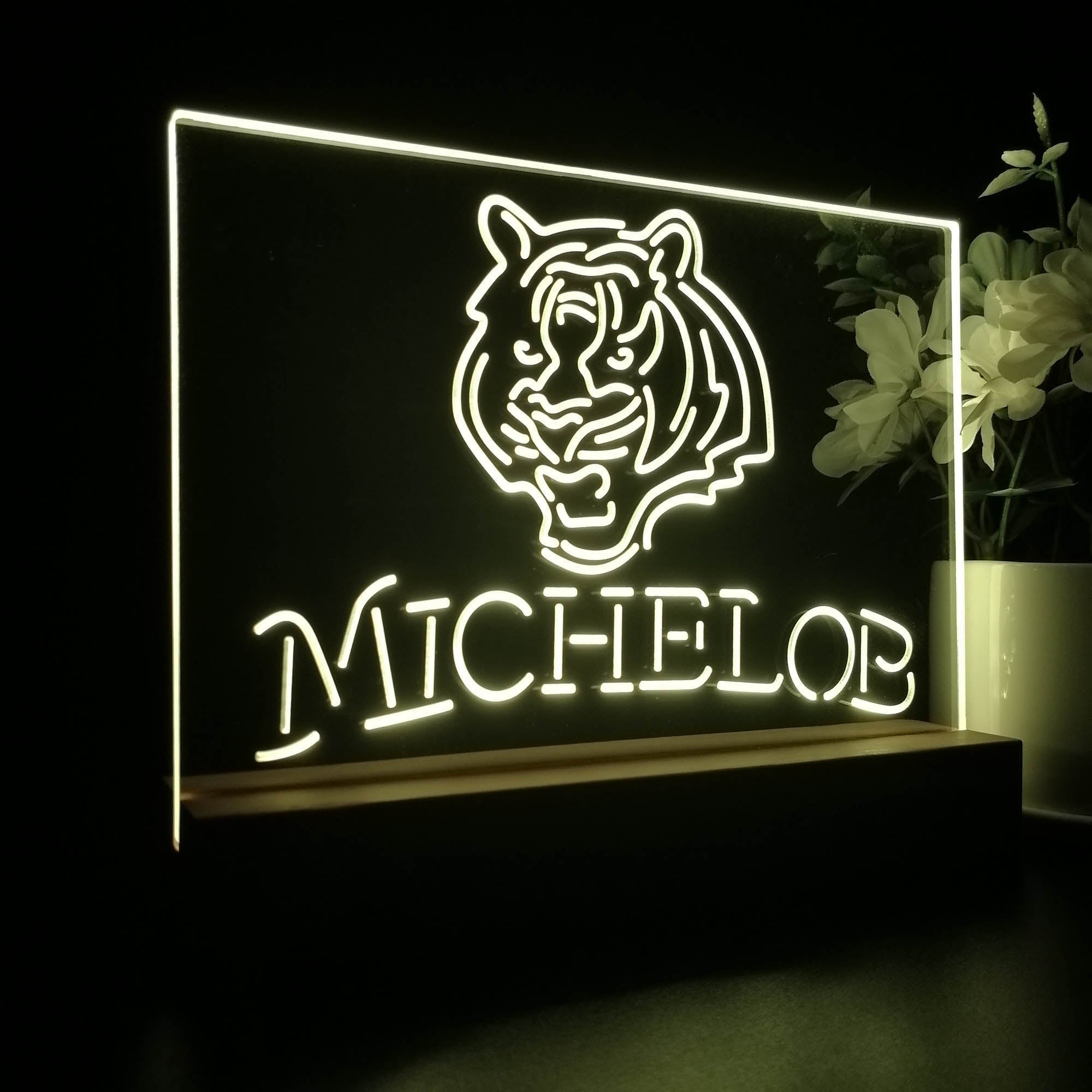 Michelob Bar Cincinnati Bengals 3D Illusion Night Light Desk Lamp