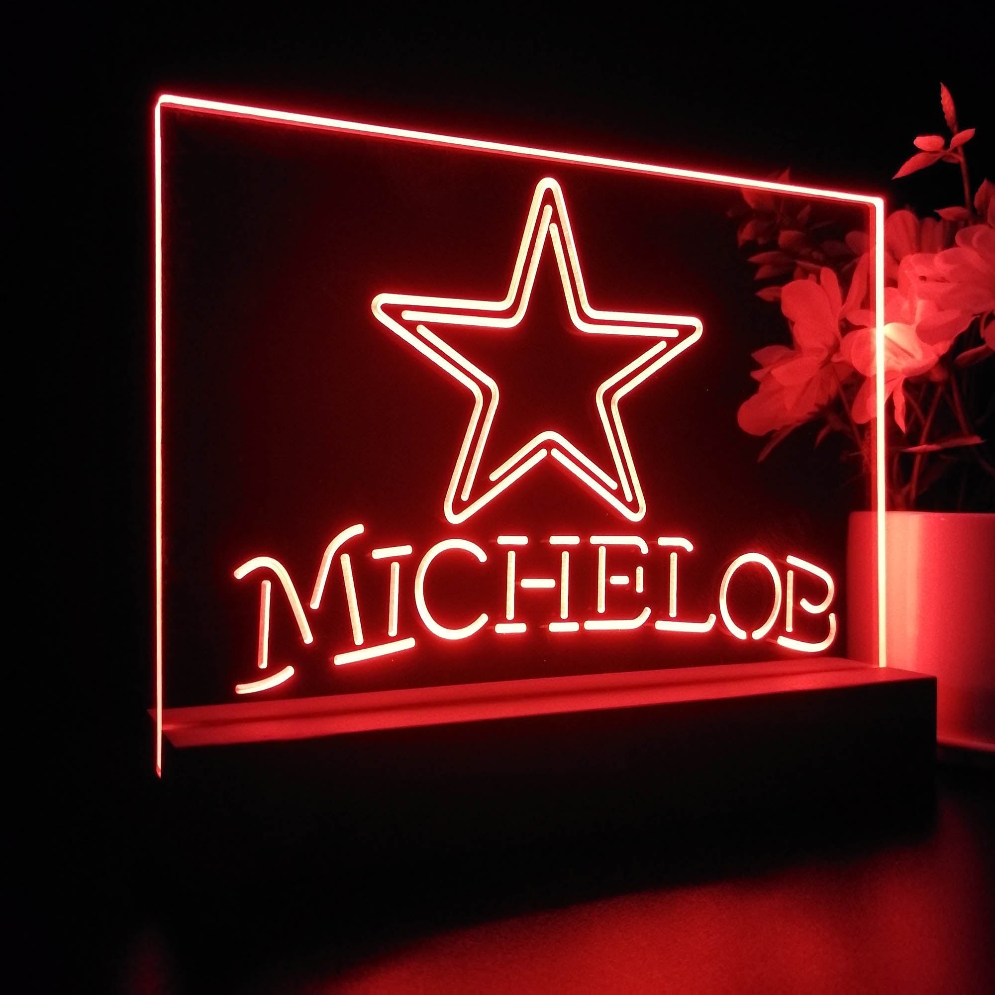 Michelob Bar Dallas Cowboys 3D Illusion Night Light Desk Lamp