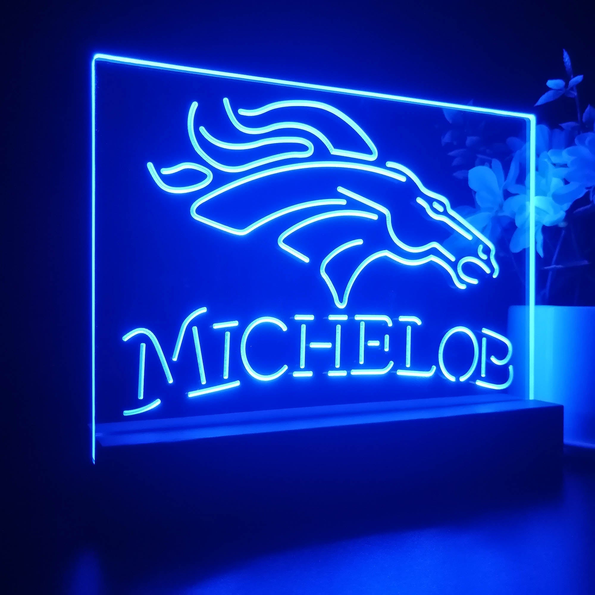 Michelob Bar Denver Broncos 3D Illusion Night Light Table Lamp