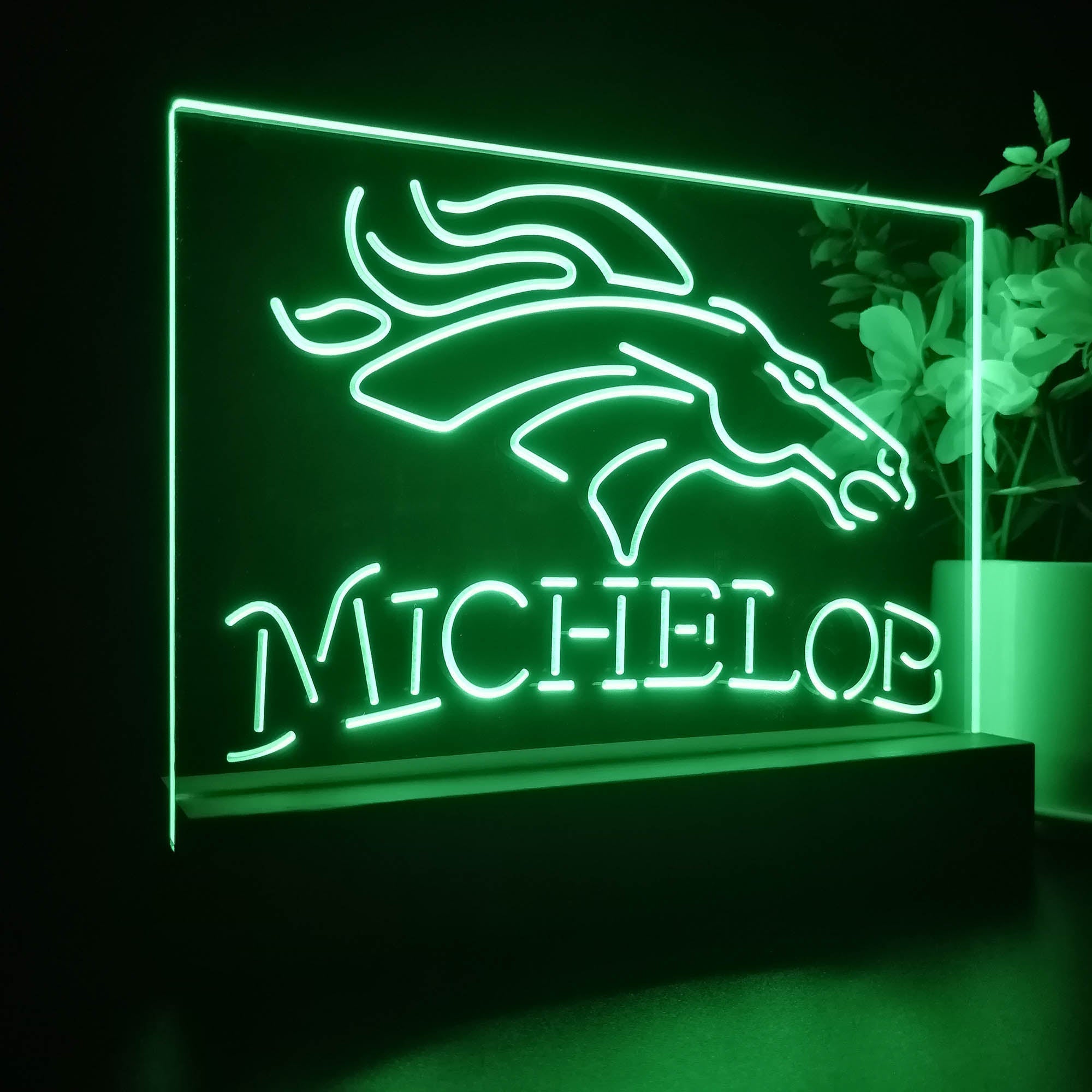 Michelob Bar Denver Broncos 3D Illusion Night Light Table Lamp