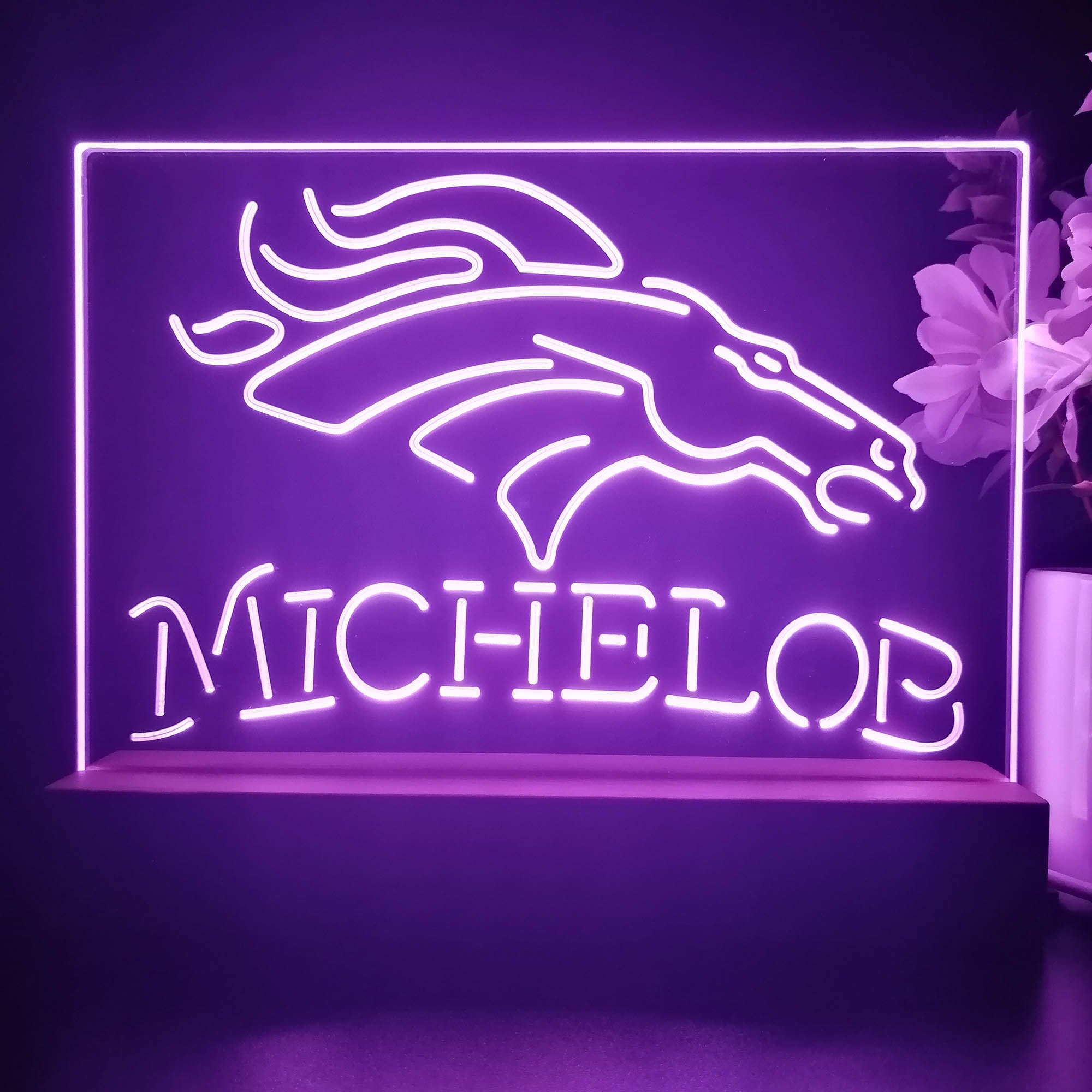 Michelob Bar Denver Broncos 3D Illusion Night Light Table Lamp