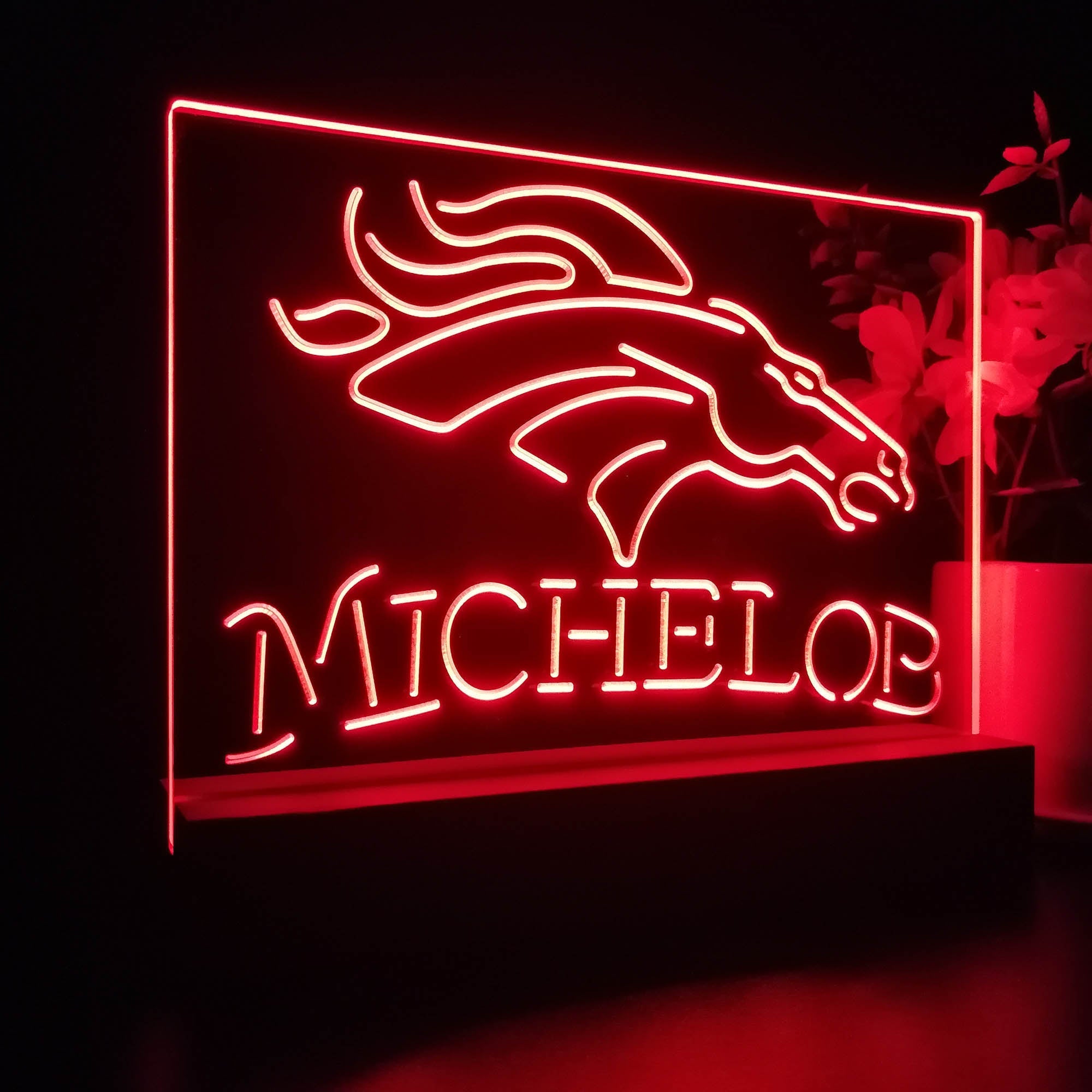 Michelob Bar Denver Broncos 3D Illusion Night Light Table Lamp