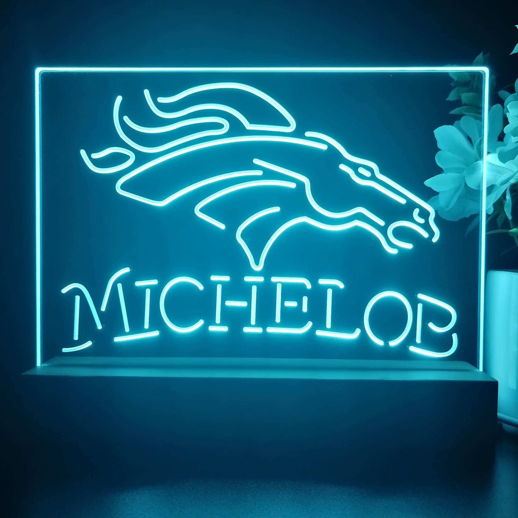 Michelob Bar Denver Broncos 3D Illusion Night Light Table Lamp