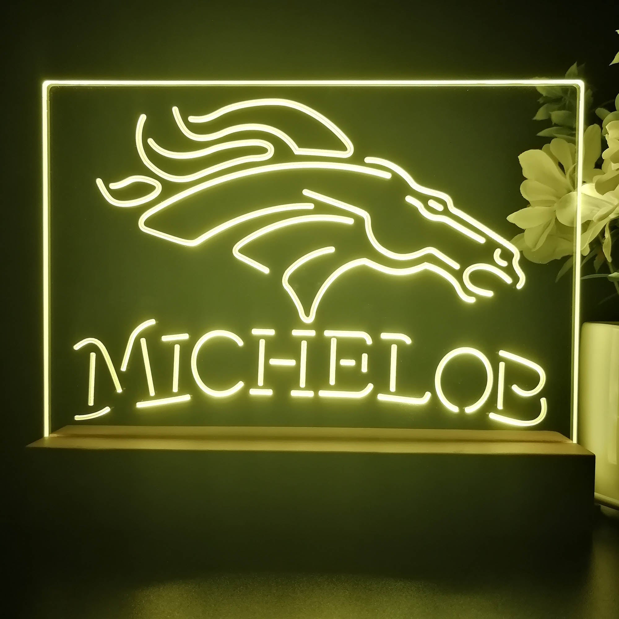 Michelob Bar Denver Broncos 3D Illusion Night Light Table Lamp