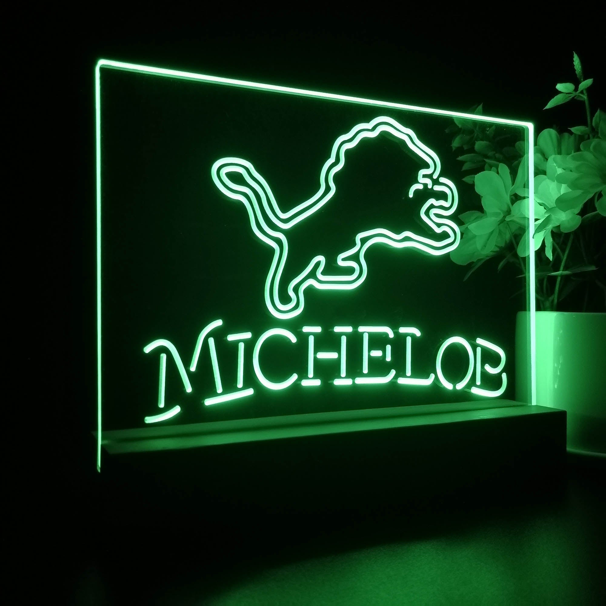 Michelob Bar Detroit Lions 3D Illusion Night Light Desk Lamp