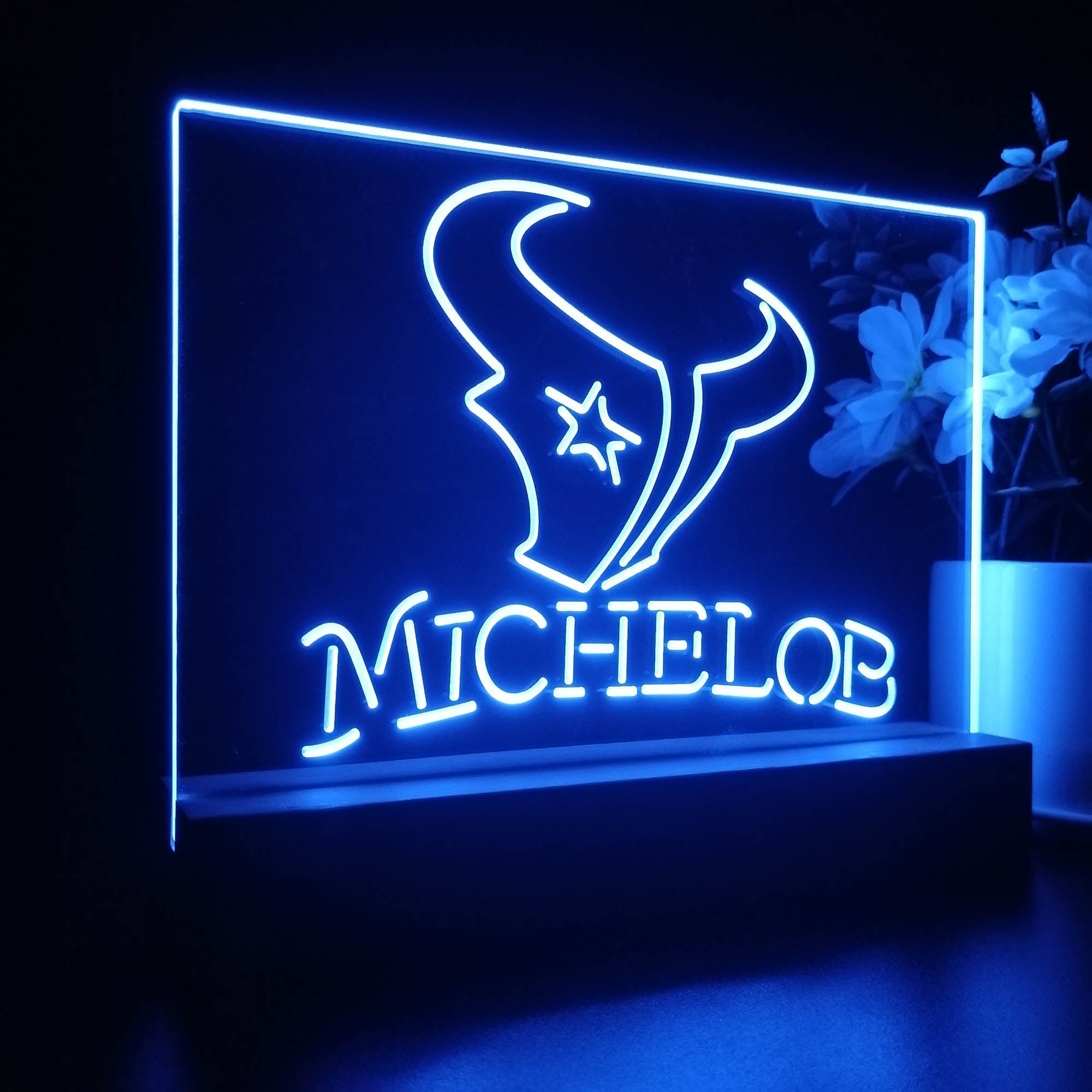 Michelob Bar Houston Texans 3D Illusion Night Light Table Lamp