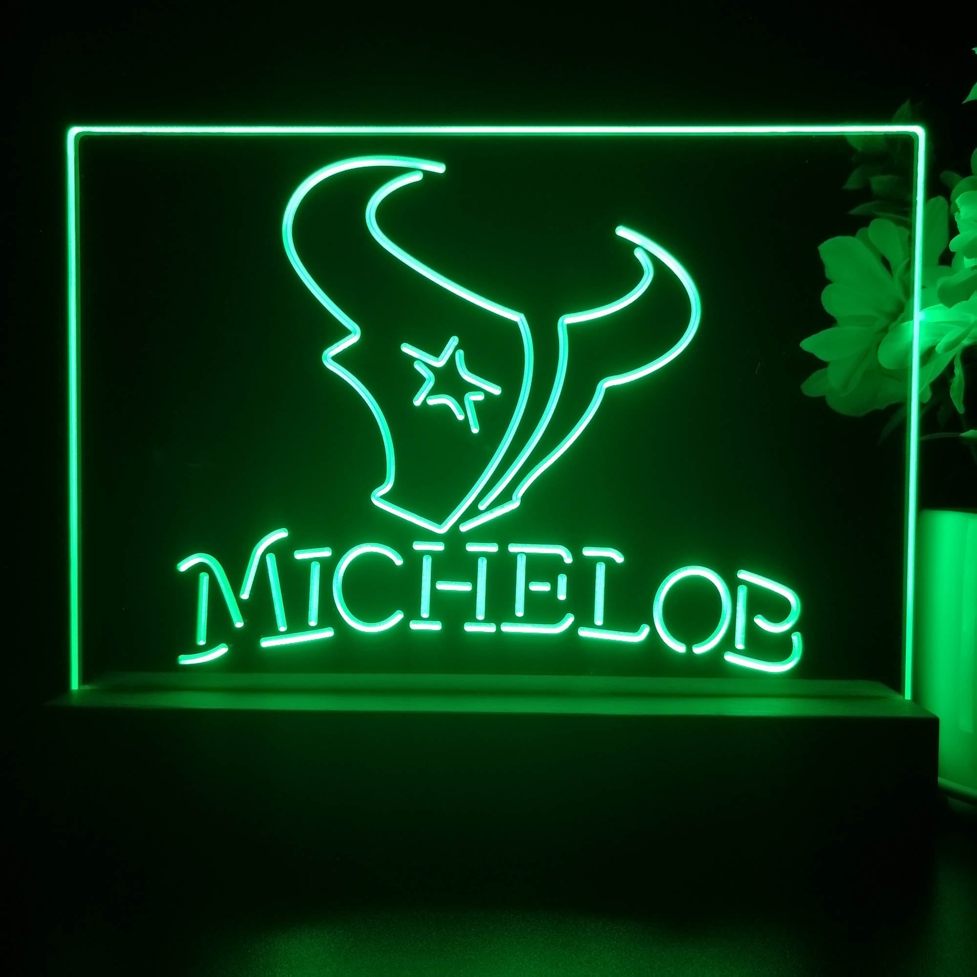 Michelob Bar Houston Texans 3D Illusion Night Light Table Lamp