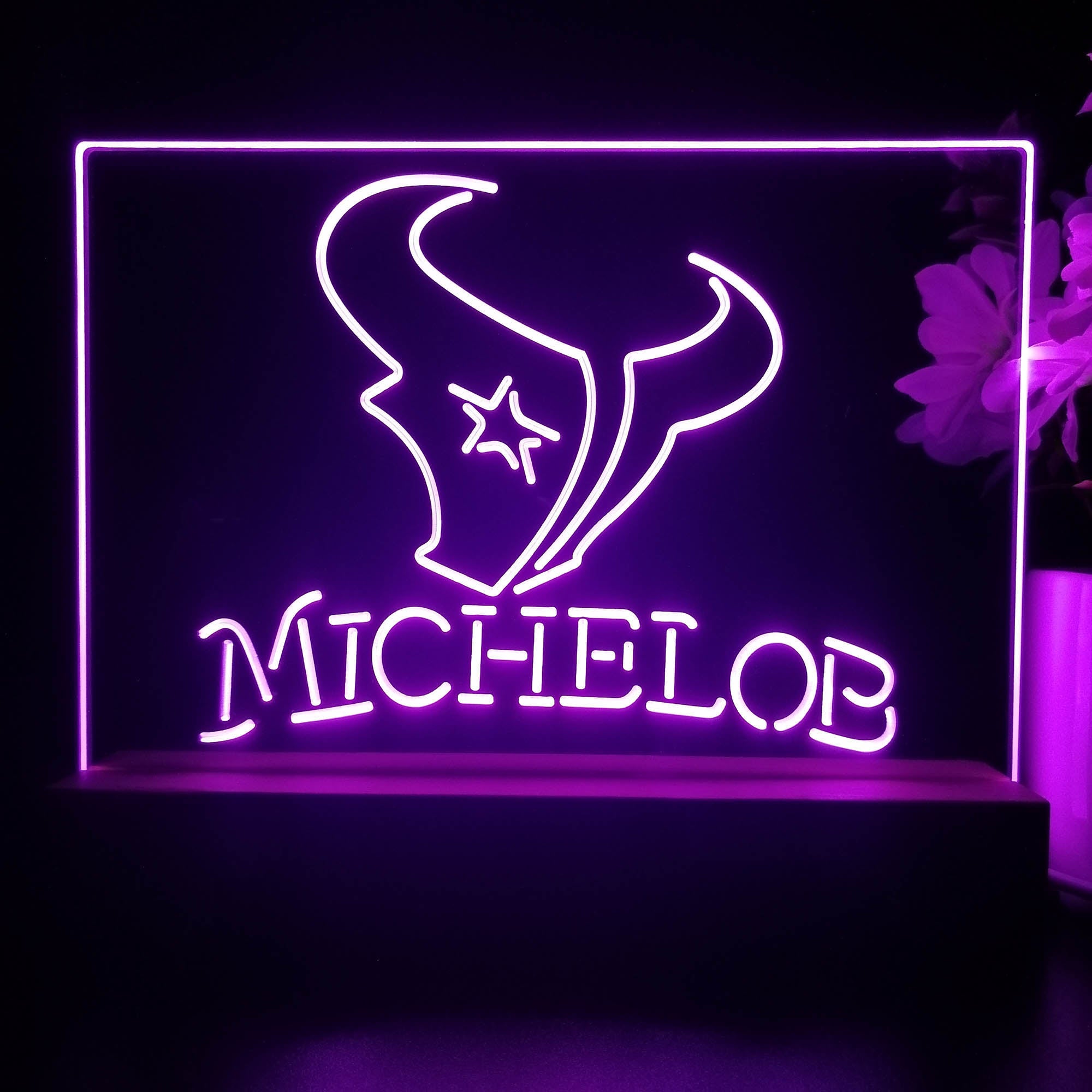 Michelob Bar Houston Texans 3D Illusion Night Light Table Lamp