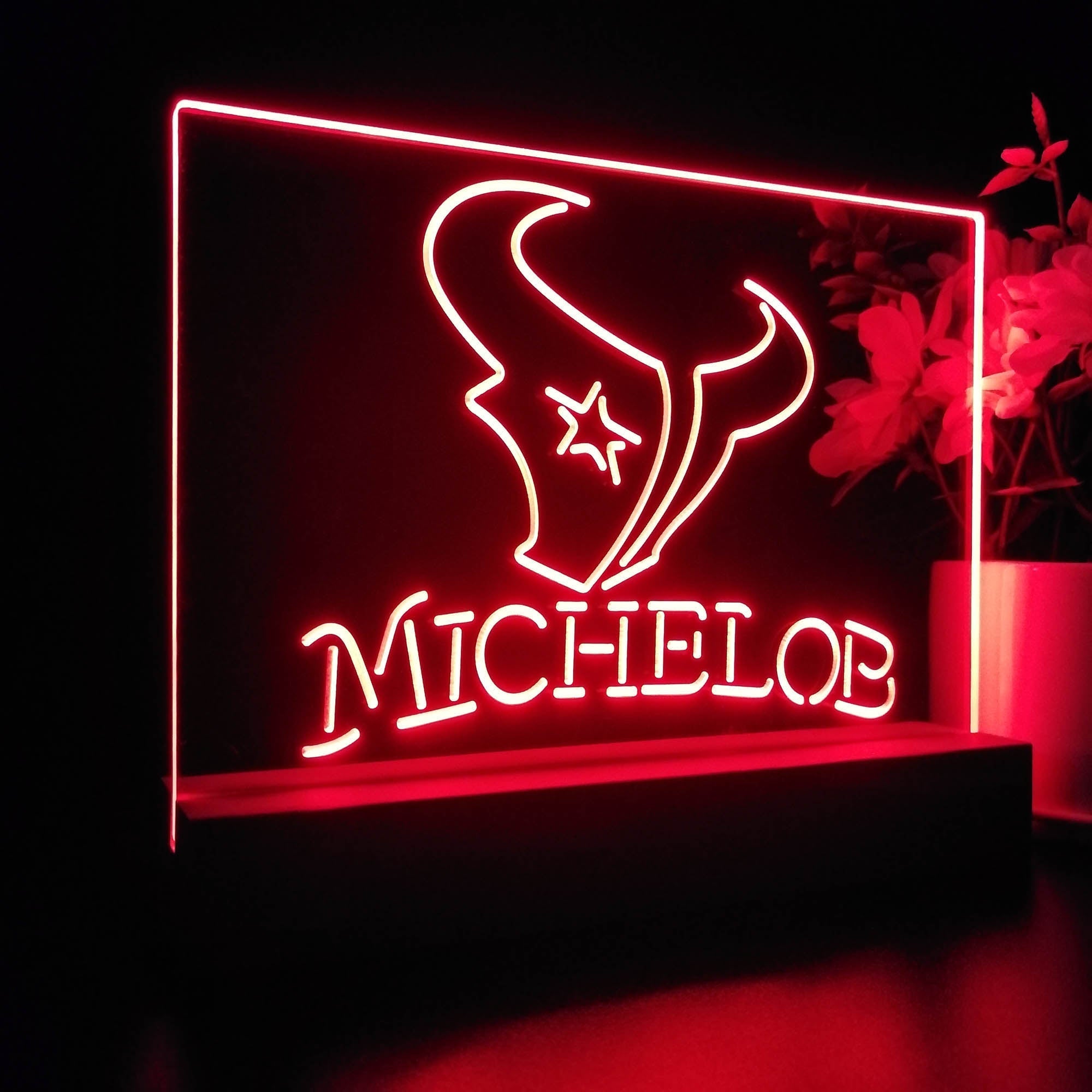 Michelob Bar Houston Texans 3D Illusion Night Light Table Lamp