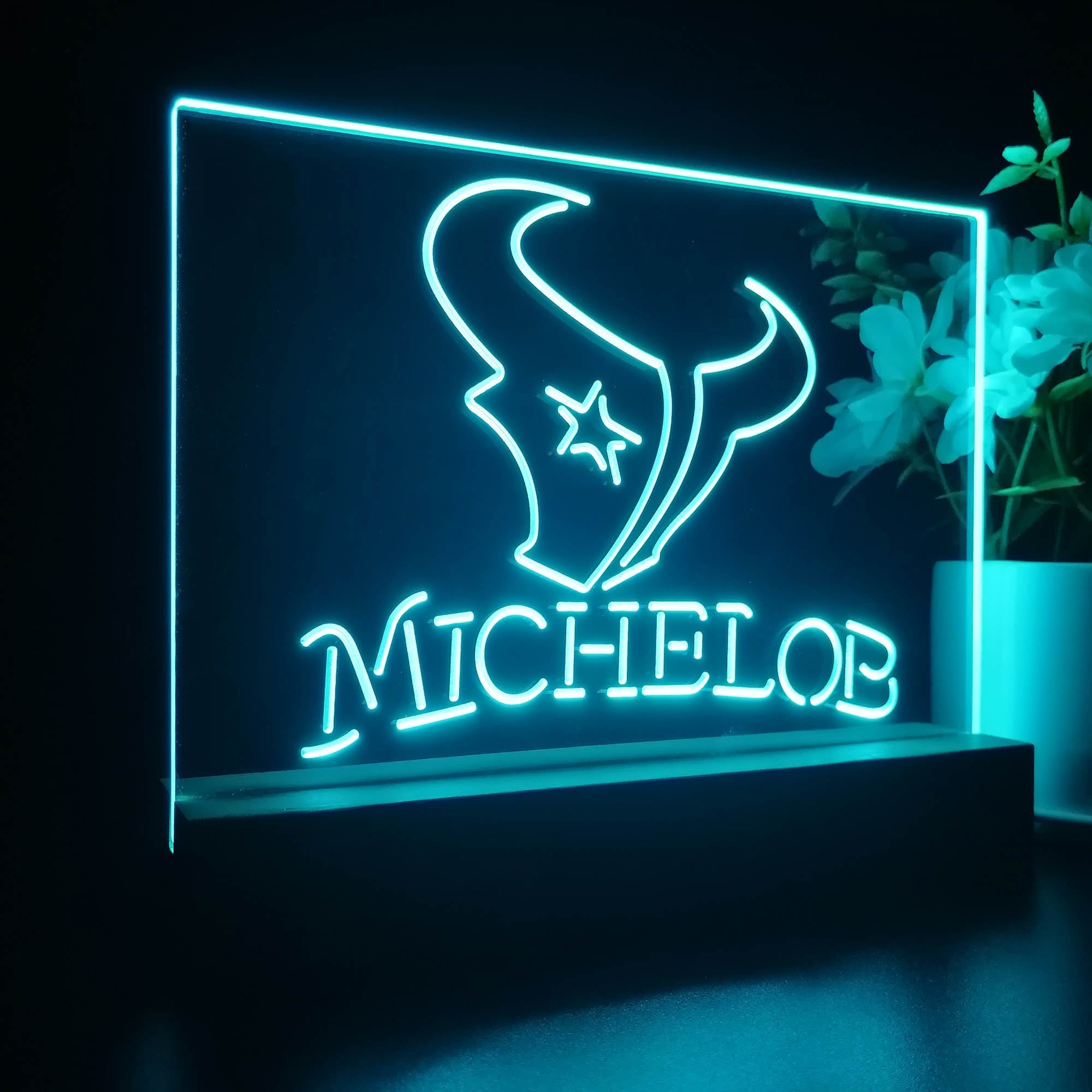 Michelob Bar Houston Texans 3D Illusion Night Light Table Lamp