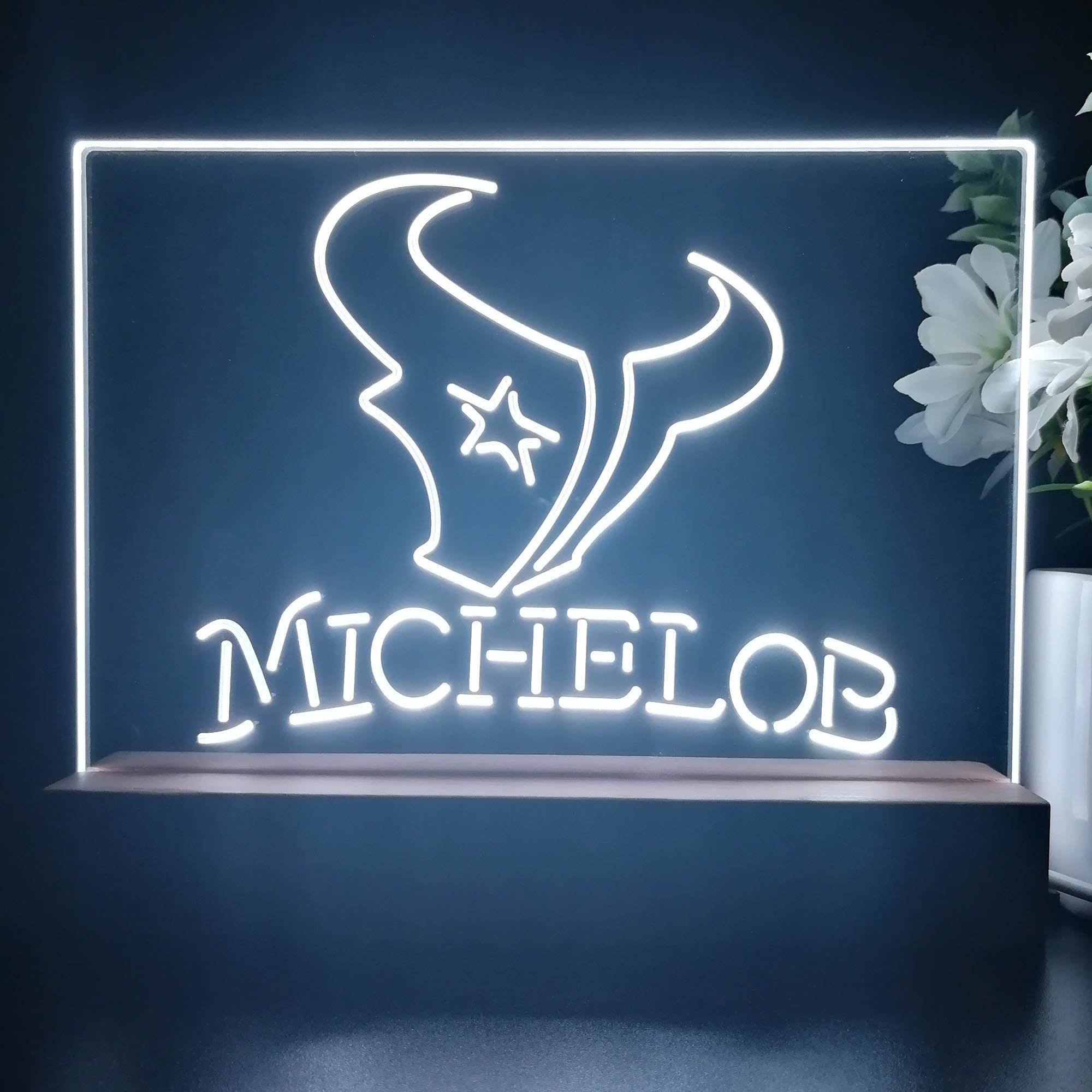 Michelob Bar Houston Texans 3D Illusion Night Light Table Lamp