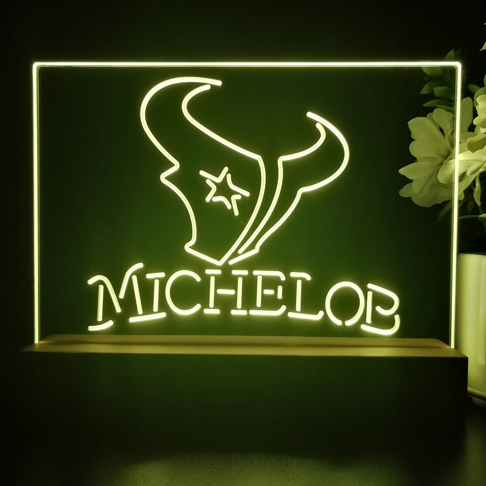 Michelob Bar Houston Texans 3D Illusion Night Light Table Lamp