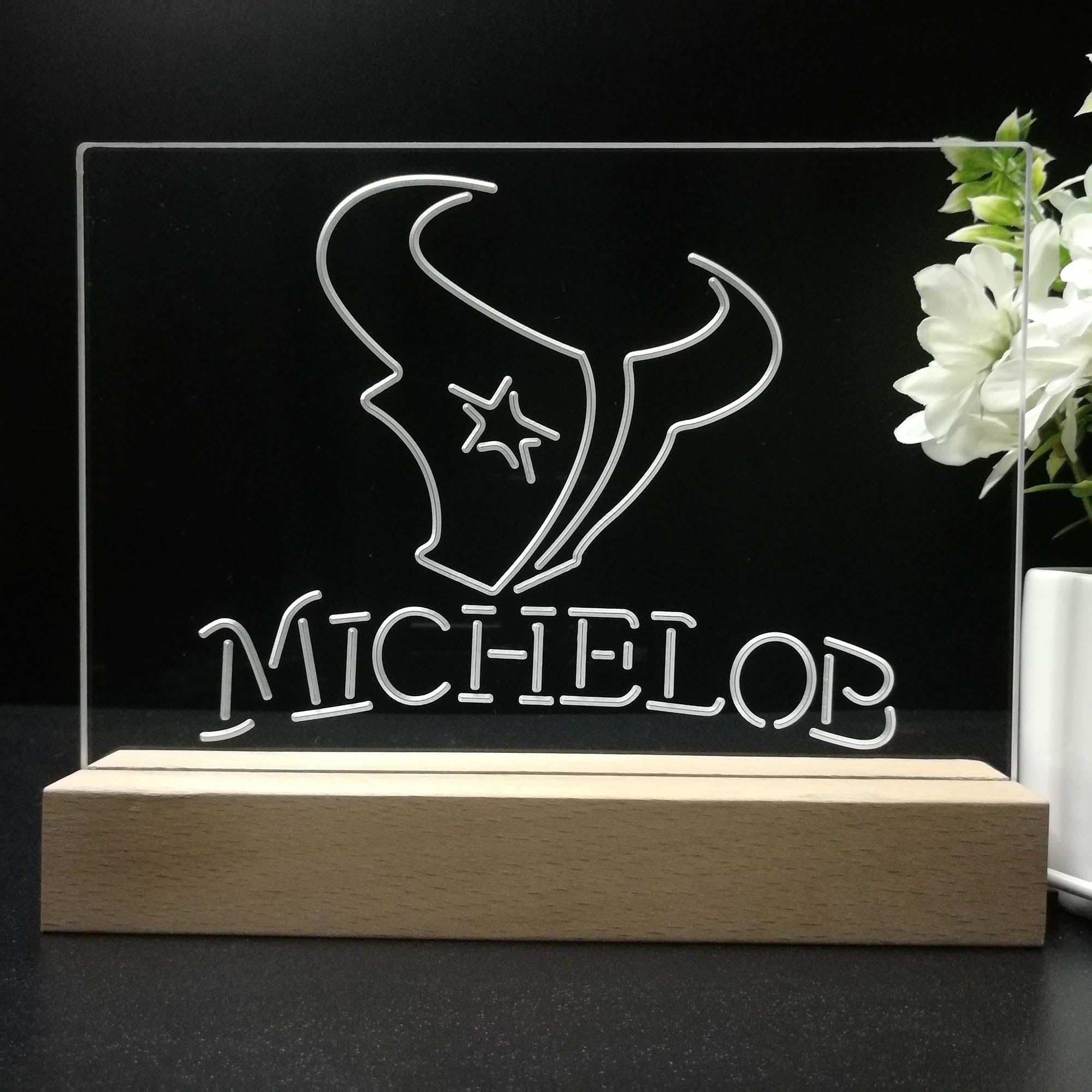 Michelob Bar Houston Texans 3D Illusion Night Light Table Lamp