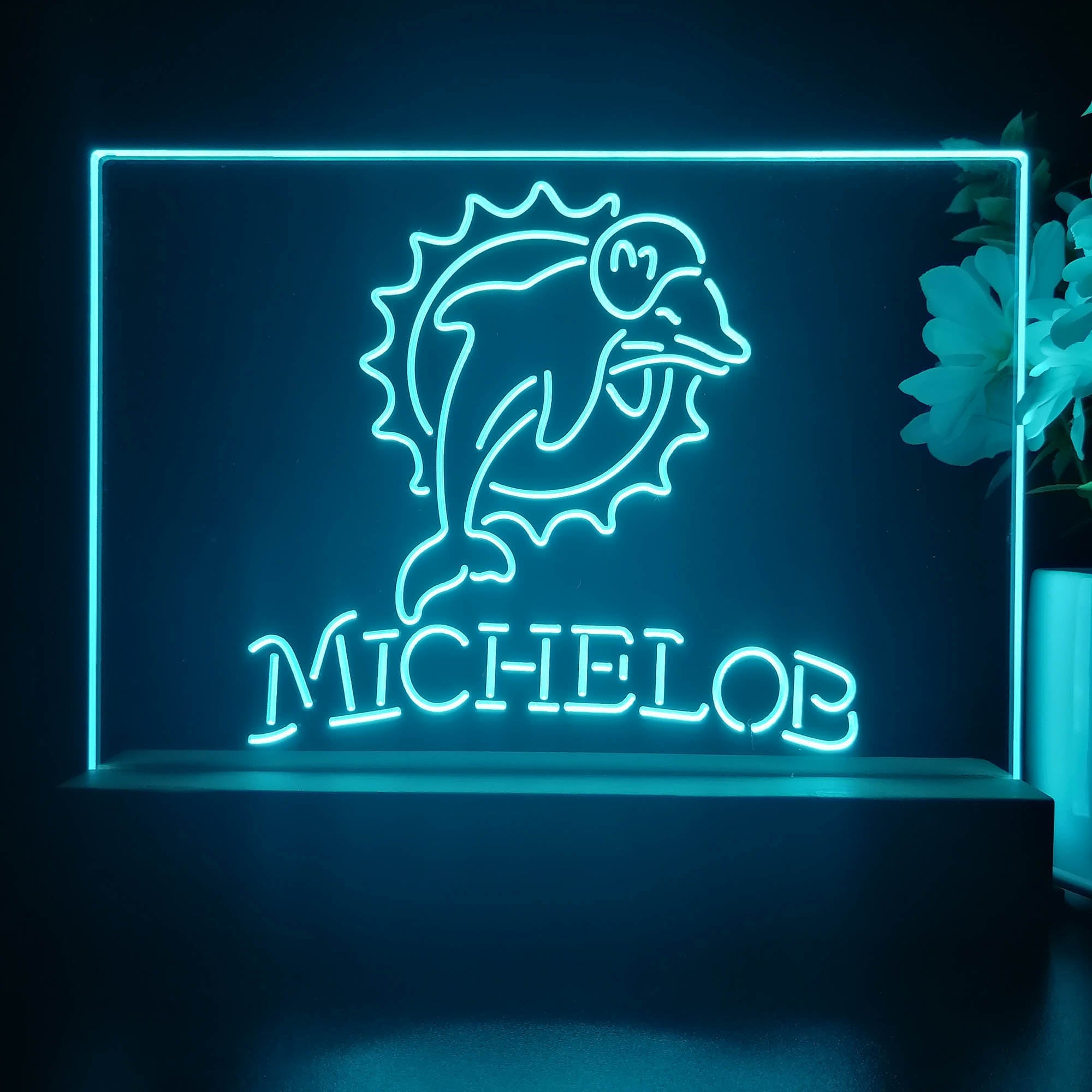 Michelob Bar Miami Dolphins 3D Illusion Night Light Table Lamp