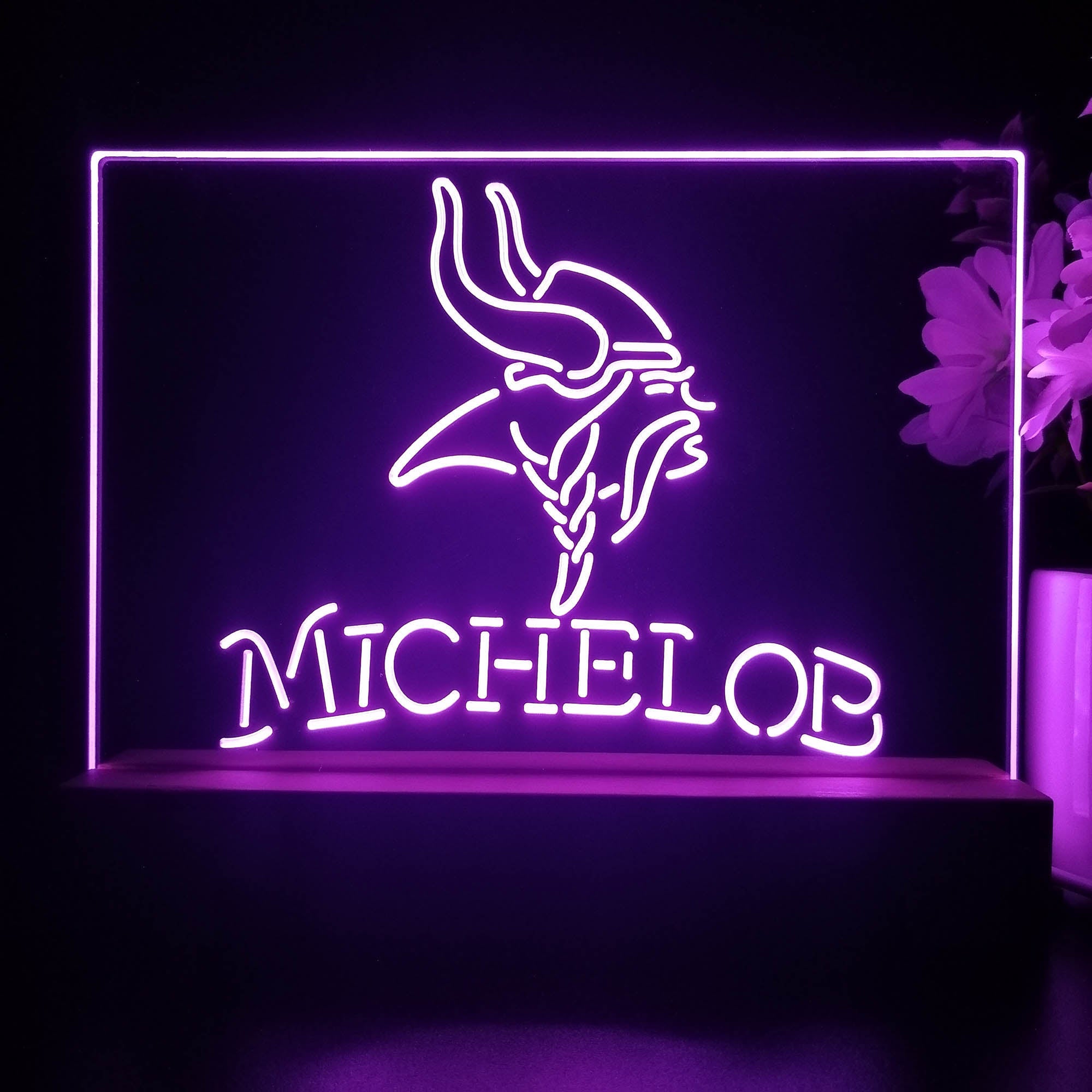 Michelob Bar Minnesota Vikings 3D Illusion Night Light Desk Lamp