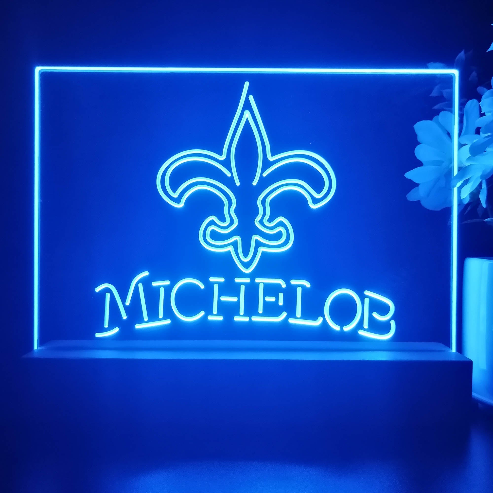 Michelob Bar New Orleans Saints 3D Illusion Night Light Table Lamp