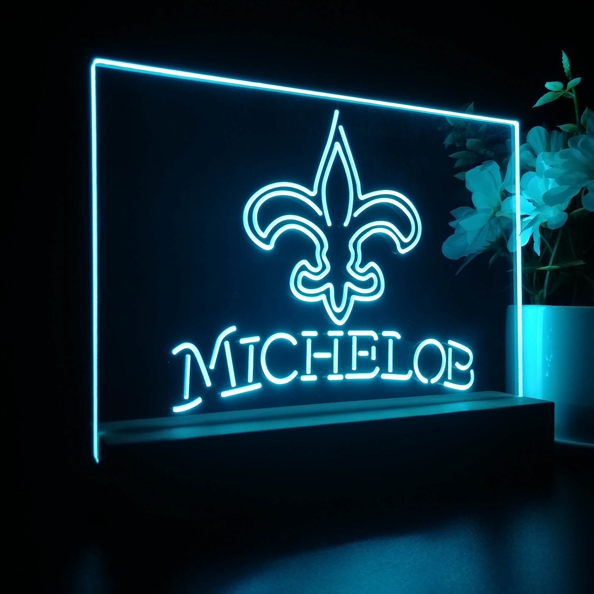 Michelob Bar New Orleans Saints 3D Illusion Night Light Table Lamp