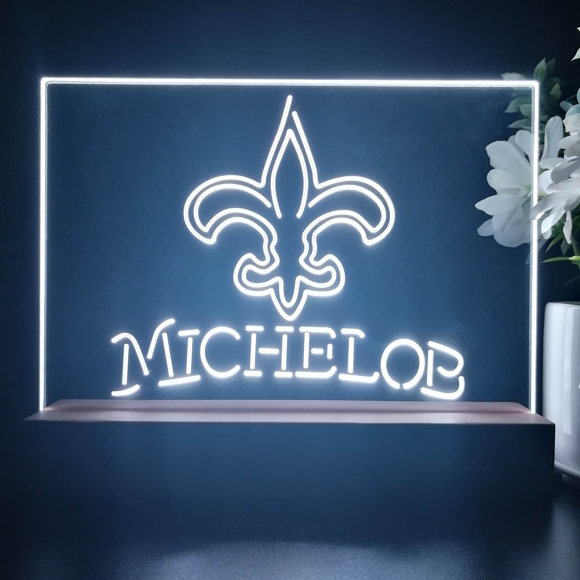 Michelob Bar New Orleans Saints 3D Illusion Night Light Table Lamp