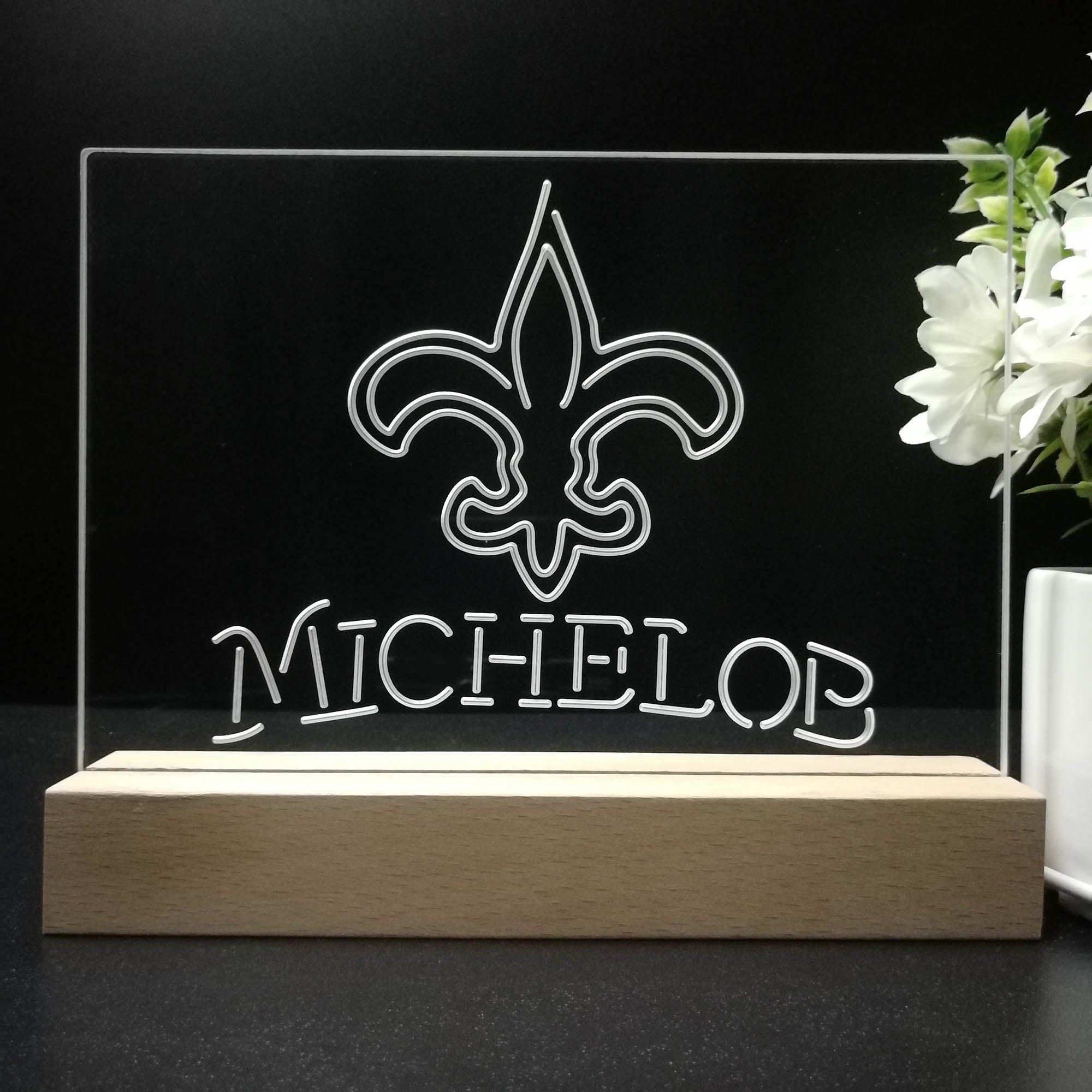 Michelob Bar New Orleans Saints 3D Illusion Night Light Table Lamp