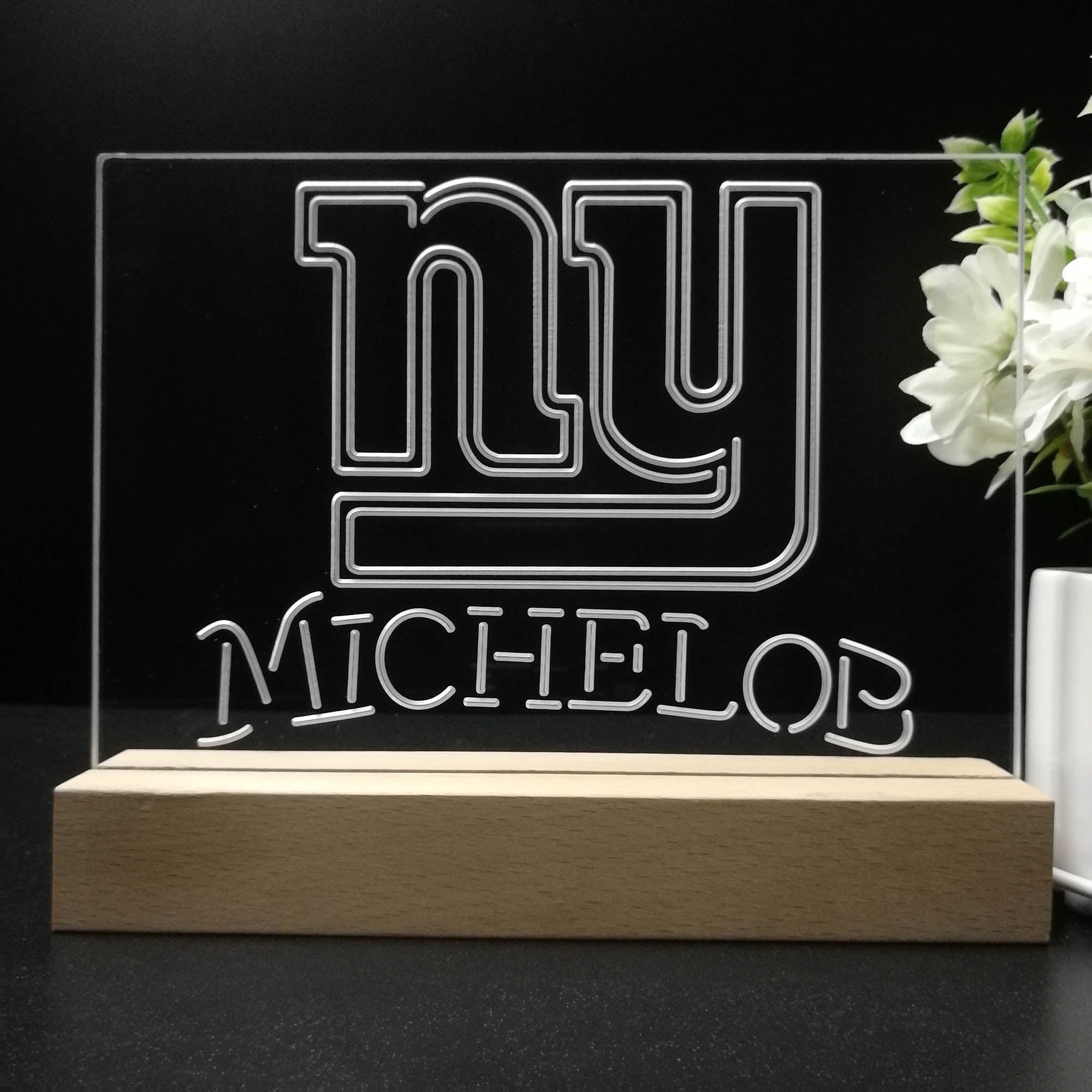 Michelob Bar New York Giants 3D Illusion Night Light Desk Lamp