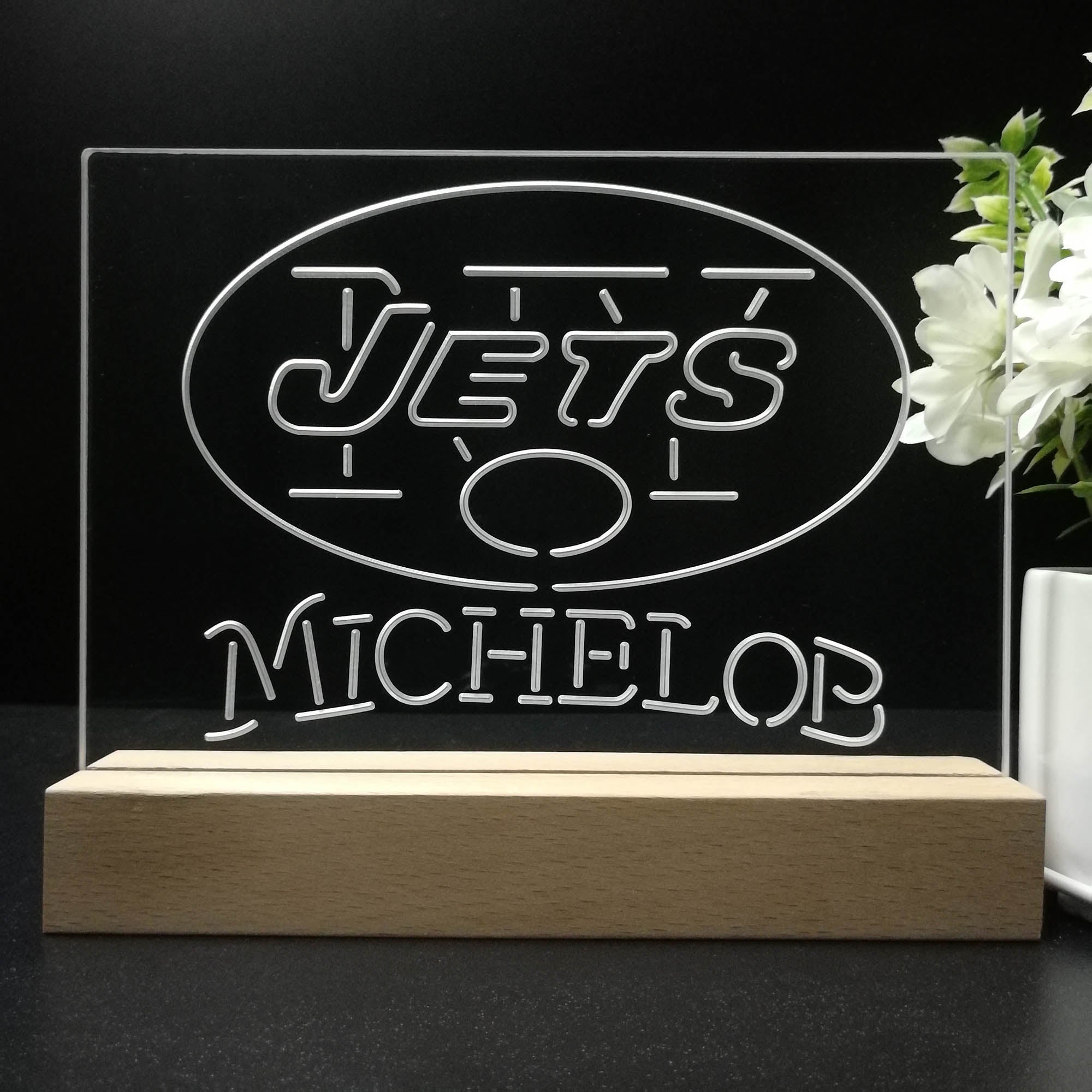 Michelob Bar New York Jets 3D Illusion Night Light Table Lamp