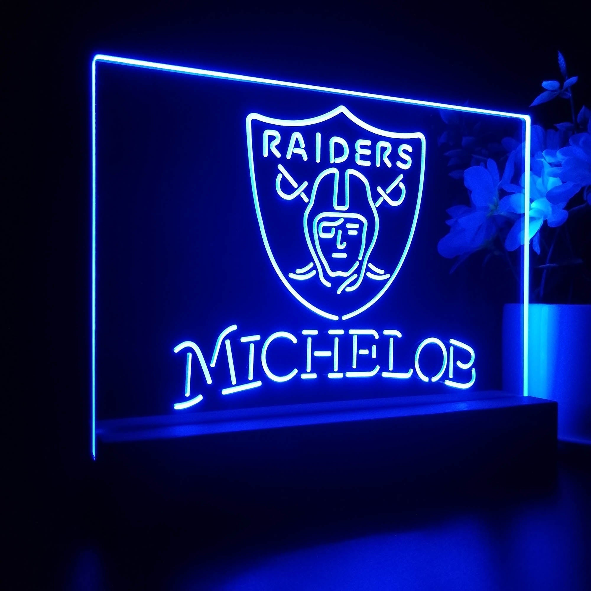 Michelob Las Vegas Raiders 3D Illusion Night Light Table Lamp