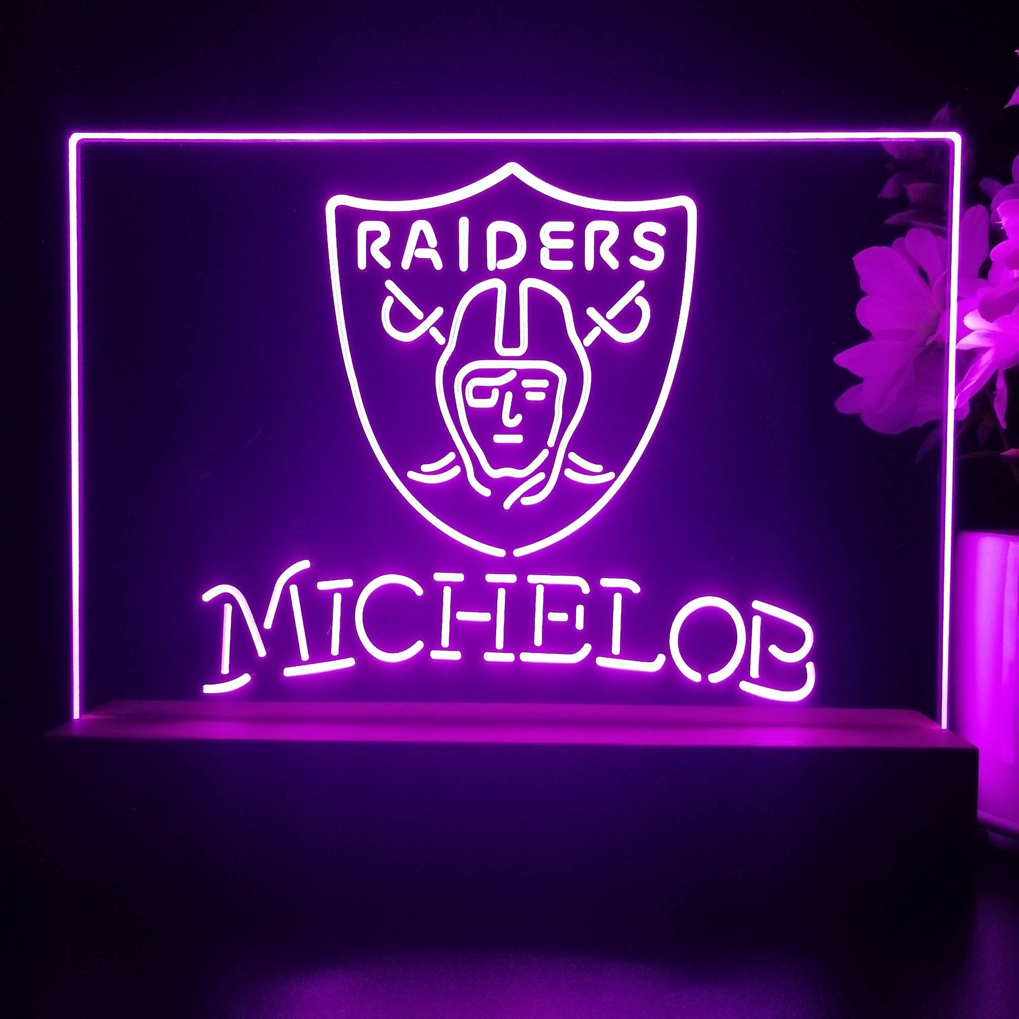 Michelob Las Vegas Raiders 3D Illusion Night Light Table Lamp