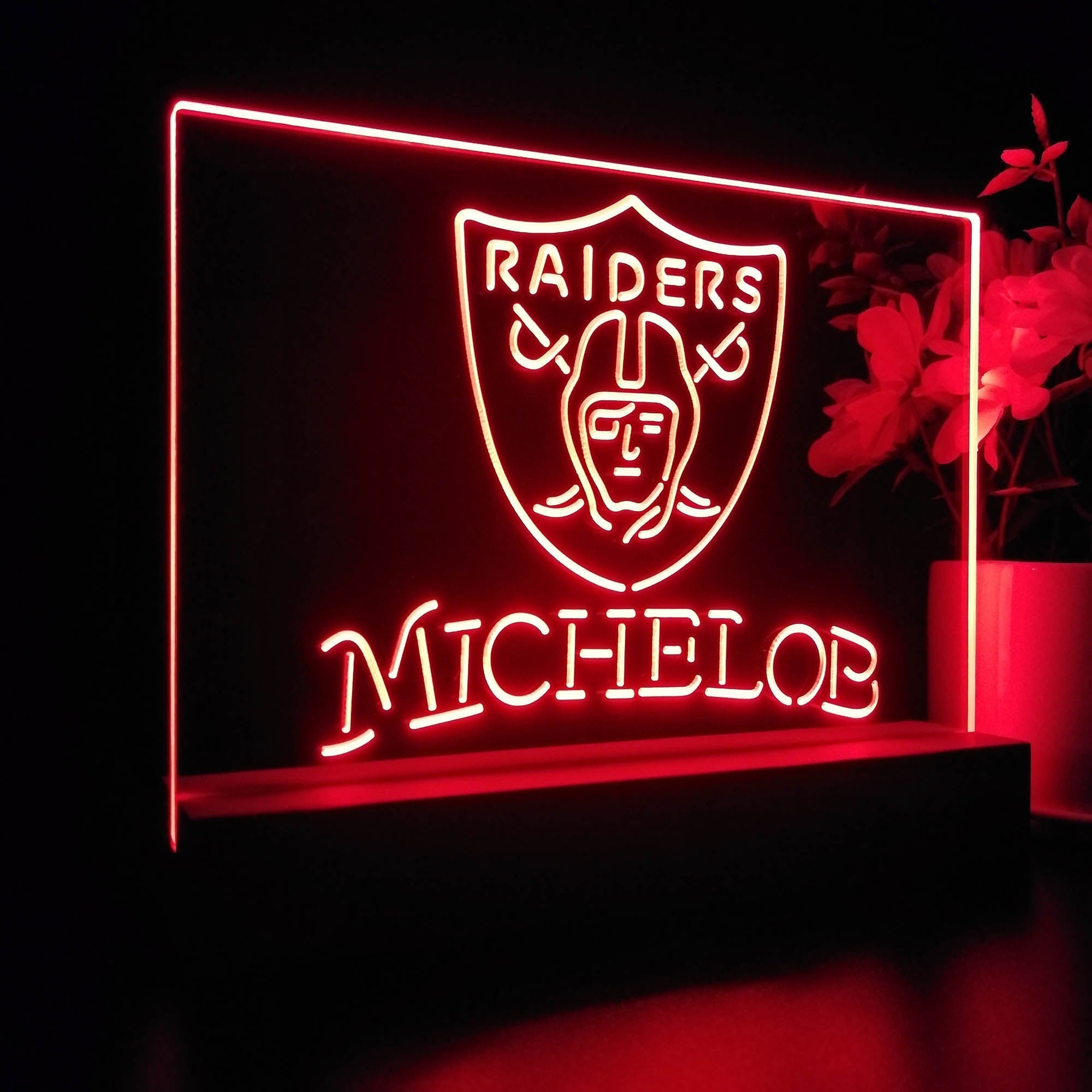 Michelob Las Vegas Raiders 3D Illusion Night Light Table Lamp