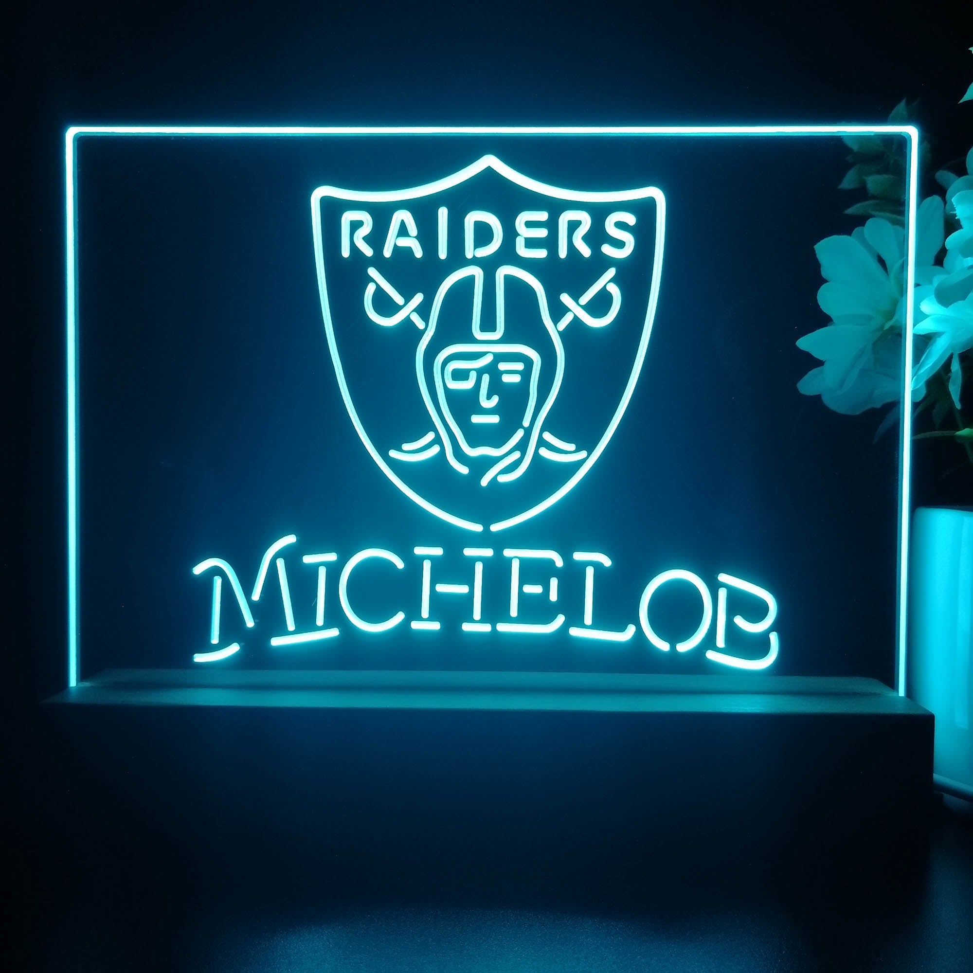 Michelob Las Vegas Raiders 3D Illusion Night Light Table Lamp