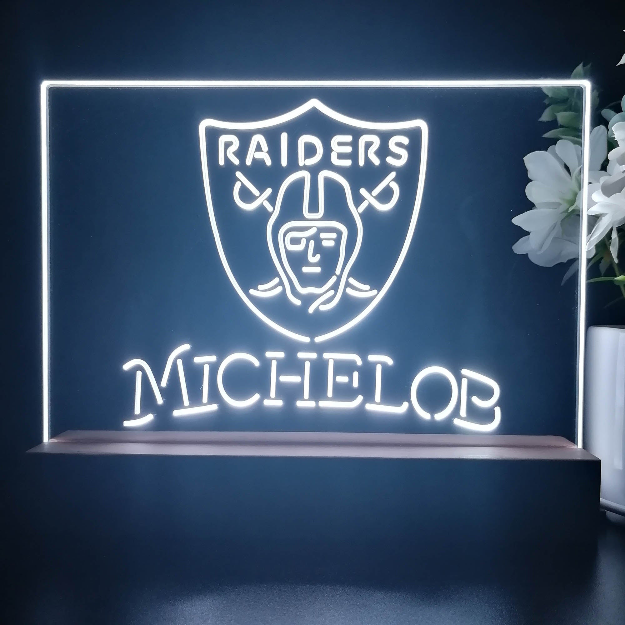 Michelob Las Vegas Raiders 3D Illusion Night Light Table Lamp