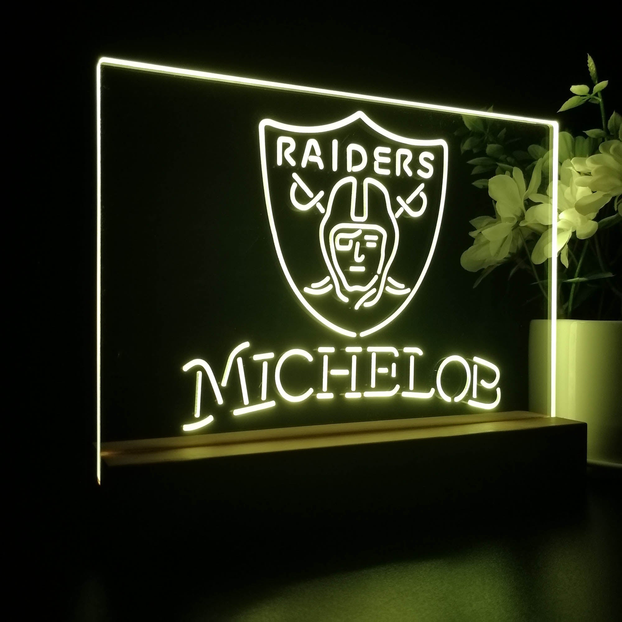 Michelob Las Vegas Raiders 3D Illusion Night Light Table Lamp