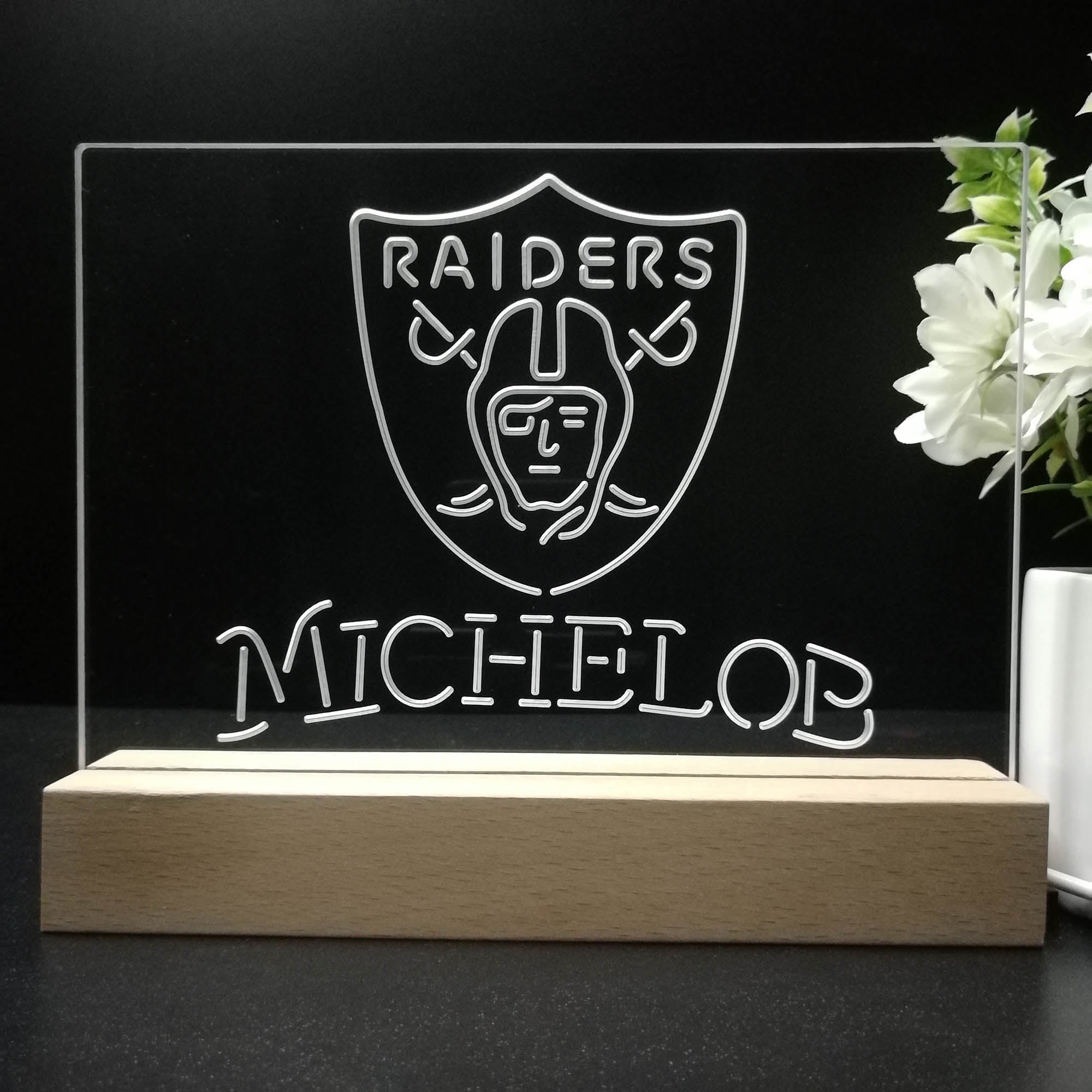 Michelob Las Vegas Raiders 3D Illusion Night Light Table Lamp