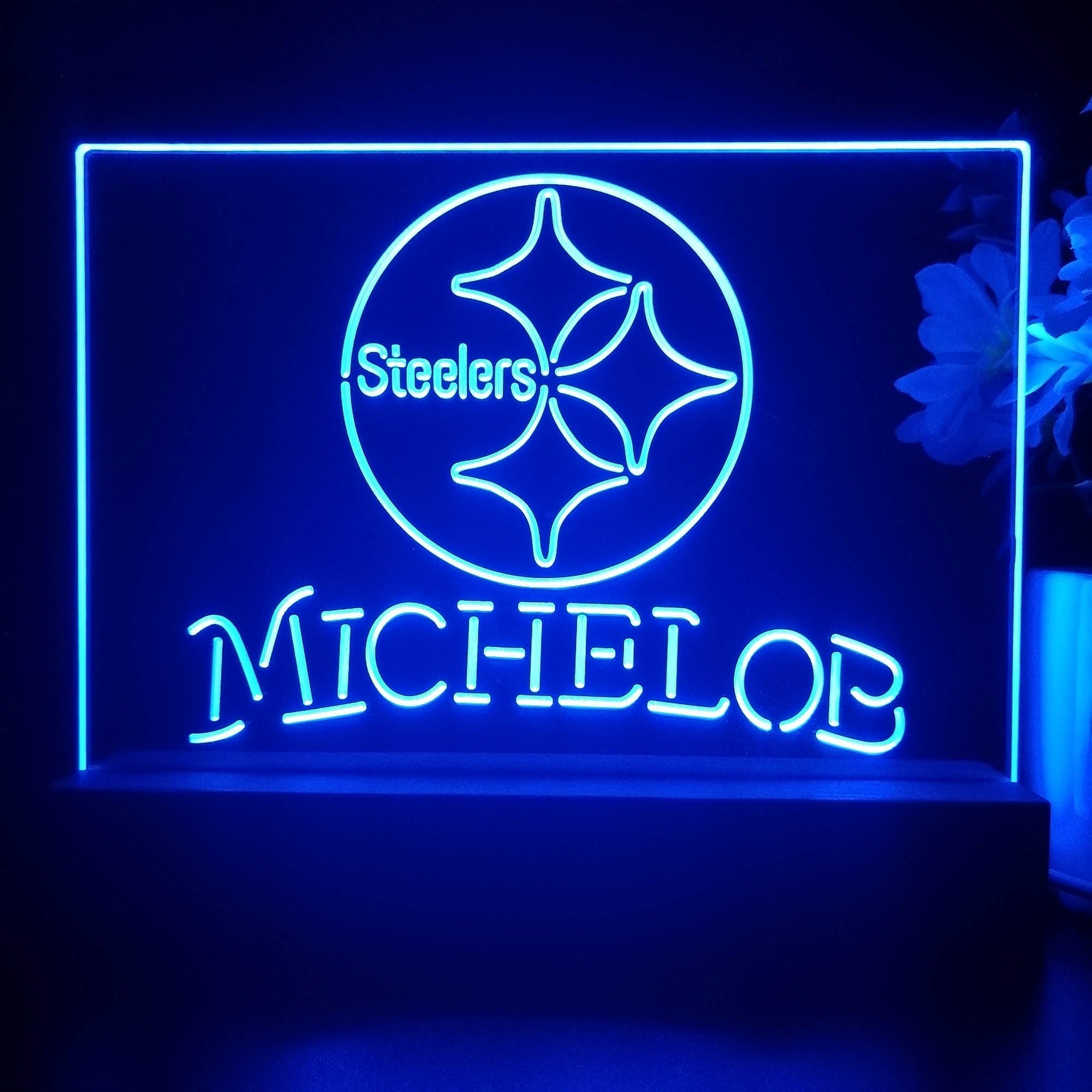 Michelob Bar Pittsburgh Steelers 3D Illusion Night Light Desk Lamp