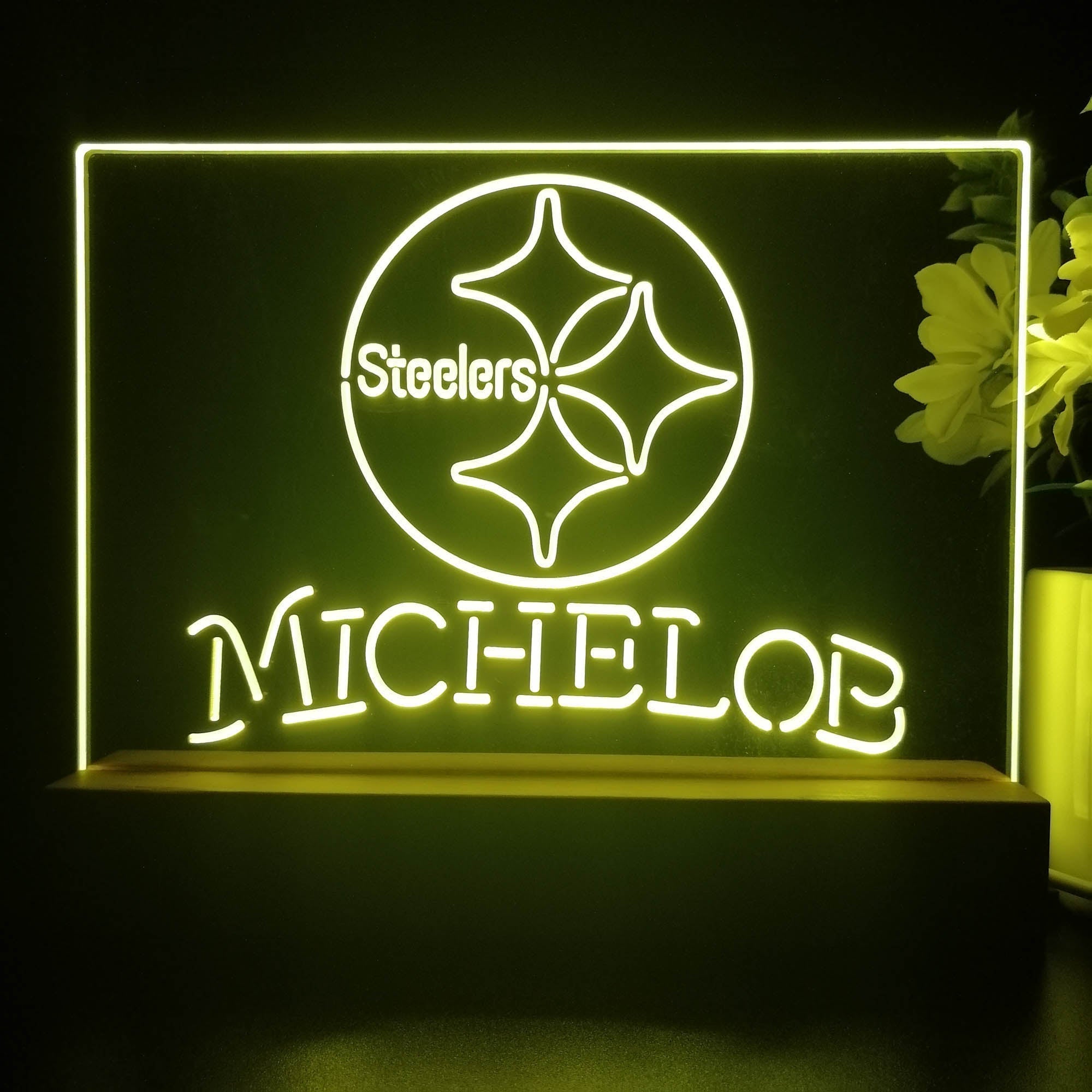 Michelob Bar Pittsburgh Steelers 3D Illusion Night Light Desk Lamp