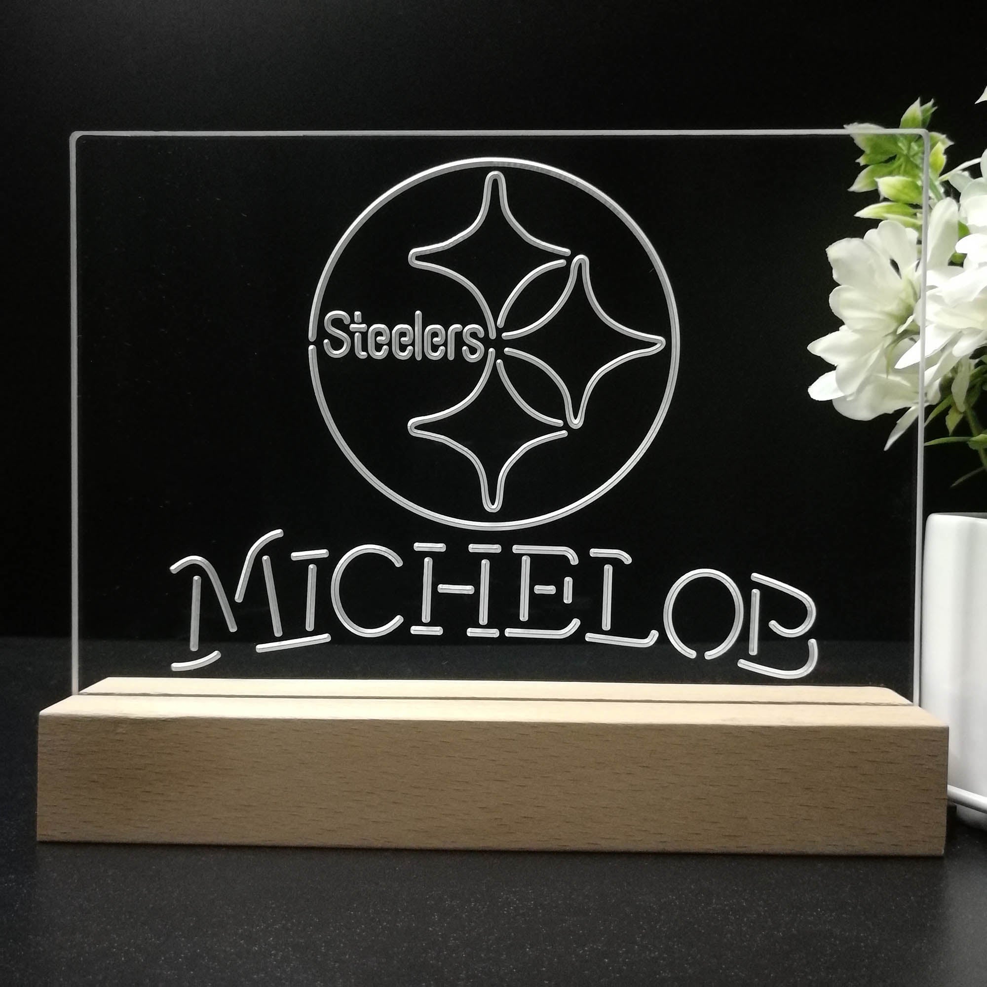 Michelob Bar Pittsburgh Steelers 3D Illusion Night Light Desk Lamp