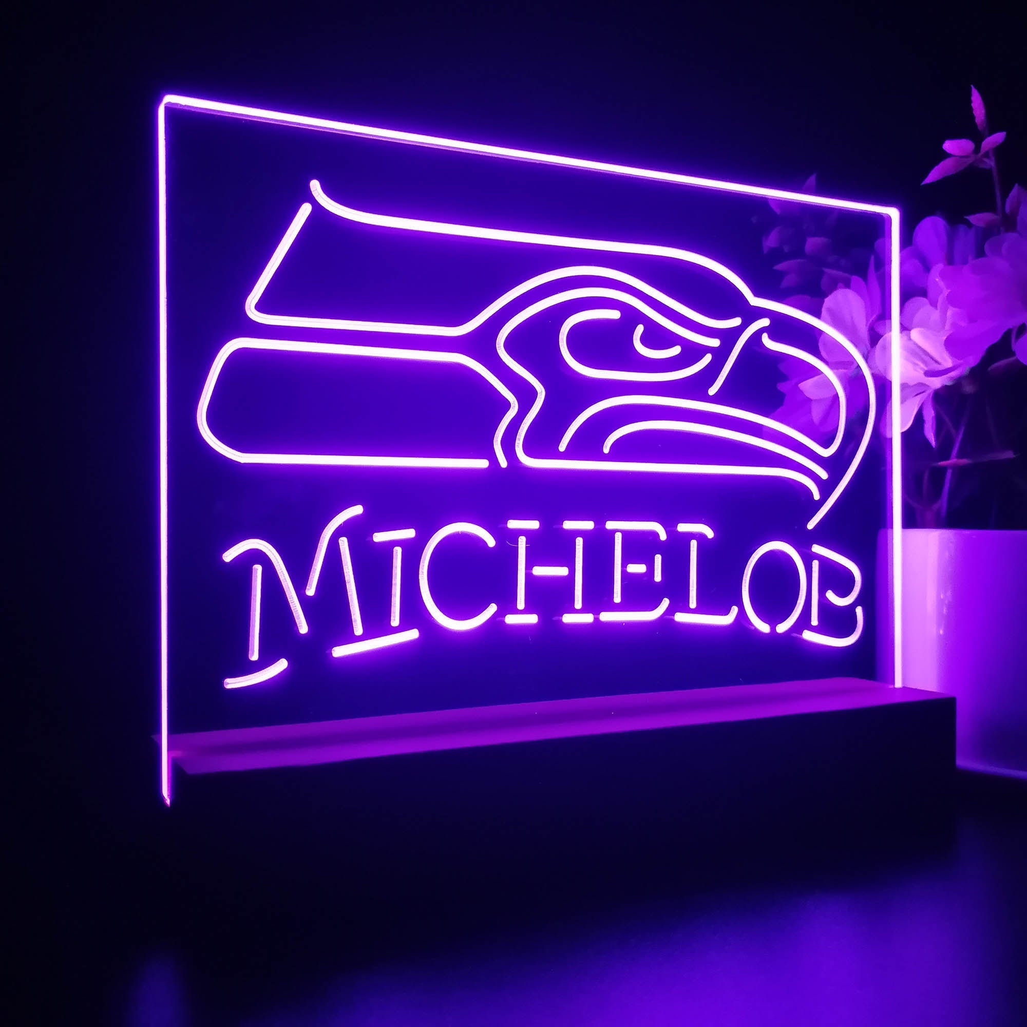 Michelob Bar Seattle Seahawks 3D Illusion Night Light Desk Lamp