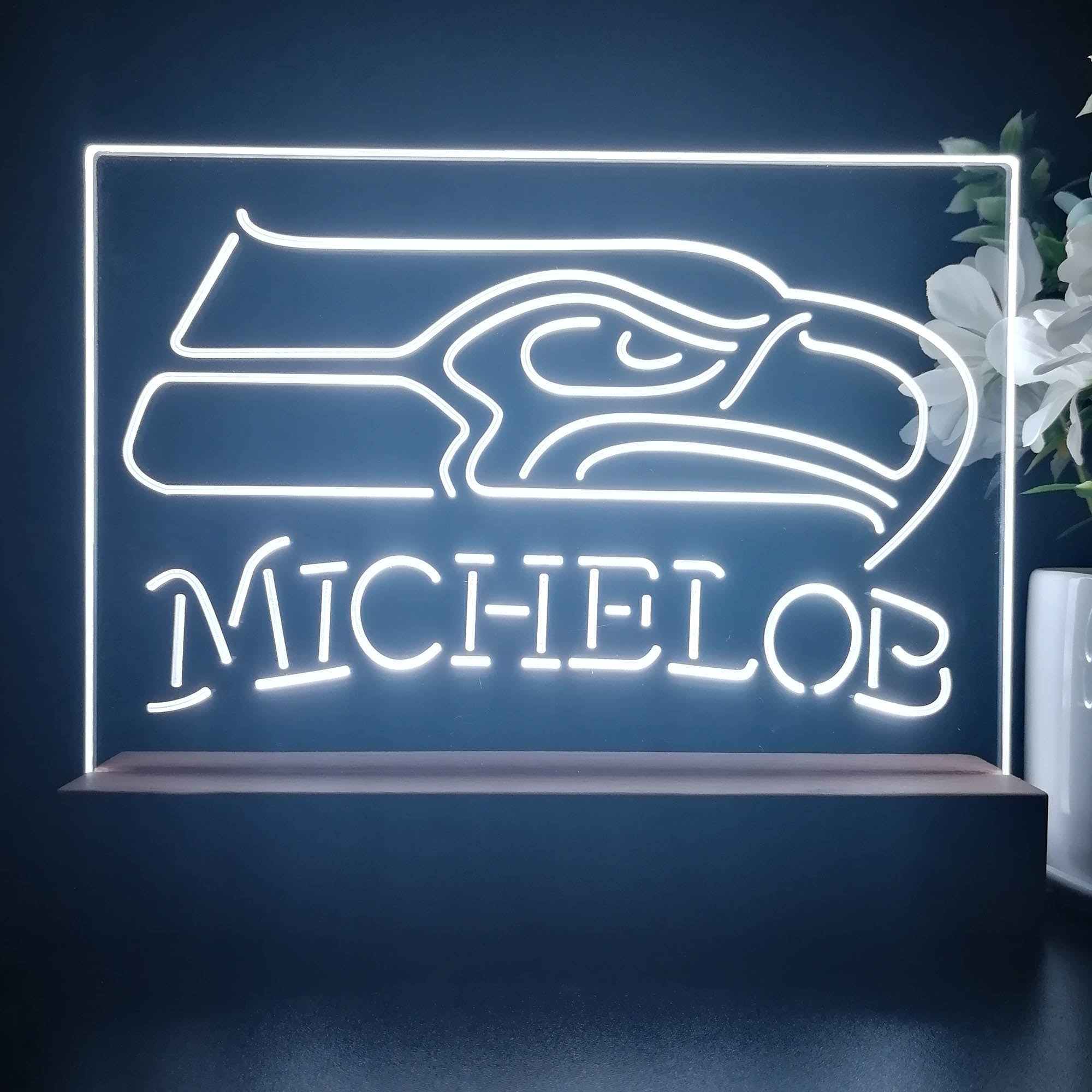 Michelob Bar Seattle Seahawks 3D Illusion Night Light Desk Lamp