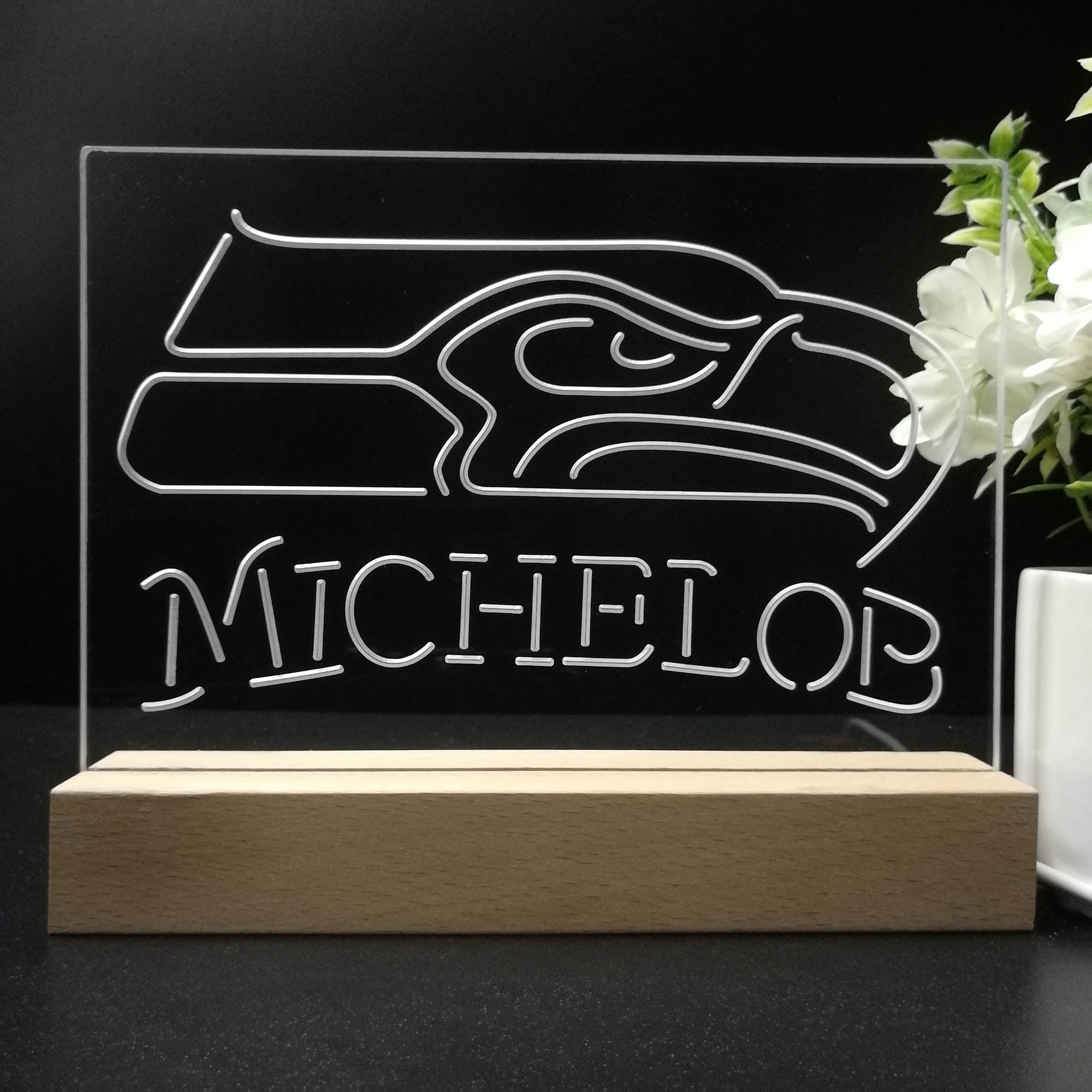 Michelob Bar Seattle Seahawks 3D Illusion Night Light Desk Lamp