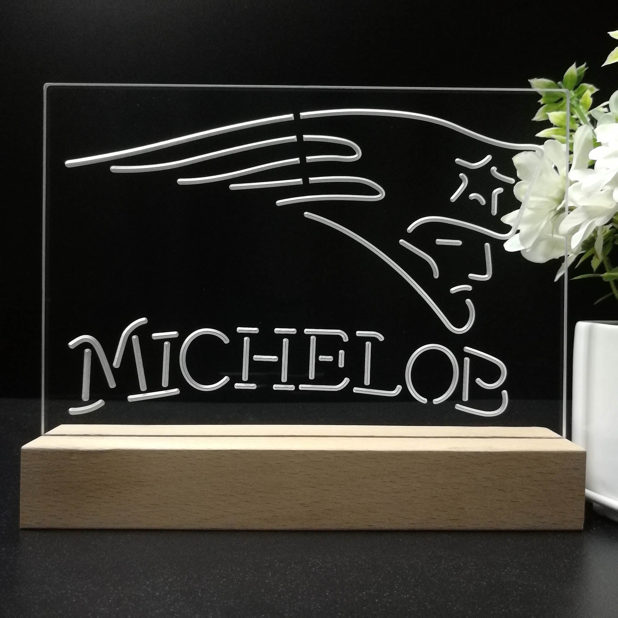 New England Patriots Michelob Bar 3D Illusion Night Light Table Lamp