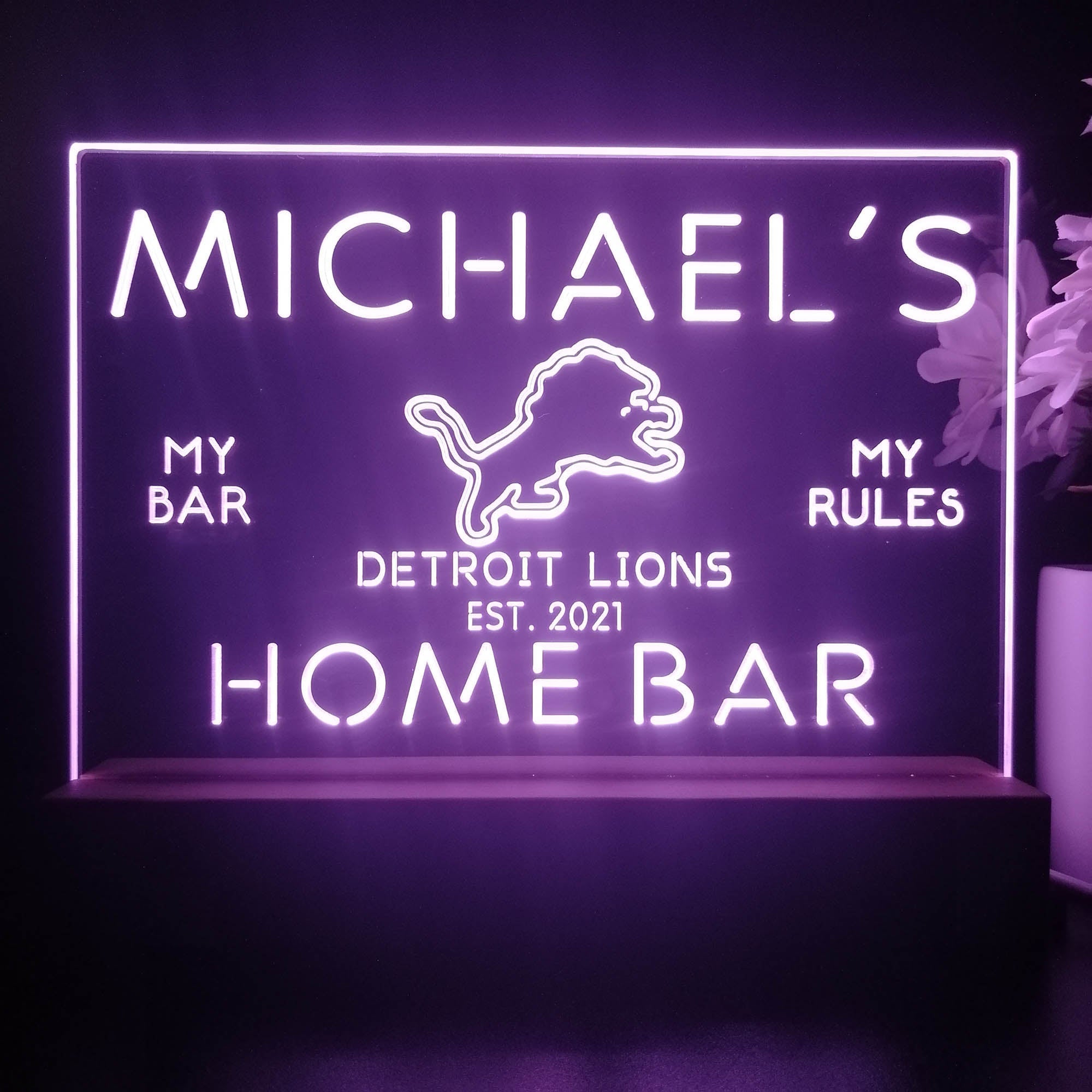 Personalized Detroit Lions Souvenir Neon LED Night Light Sign