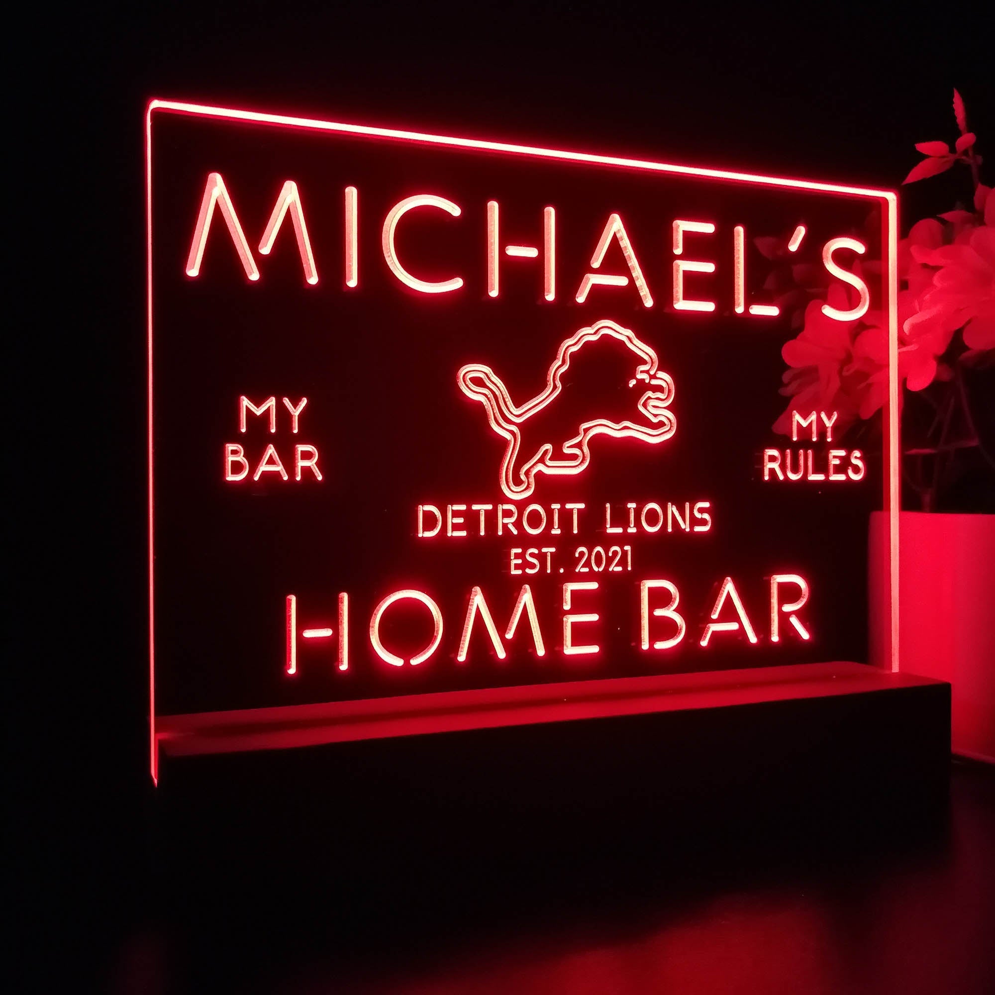 Personalized Detroit Lions Souvenir Neon LED Night Light Sign