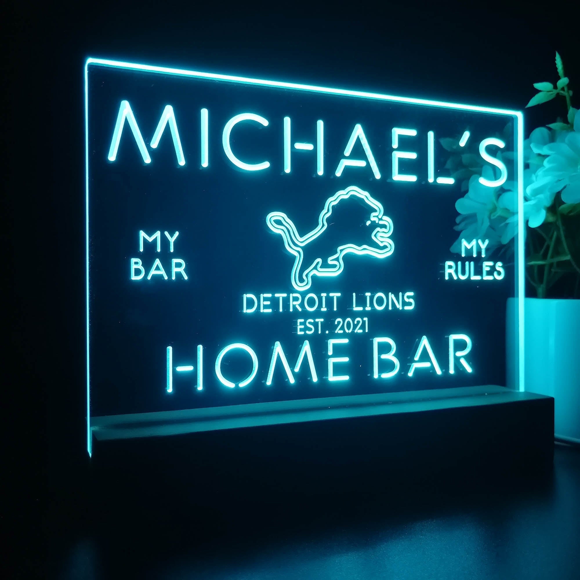 Personalized Detroit Lions Souvenir Neon LED Night Light Sign