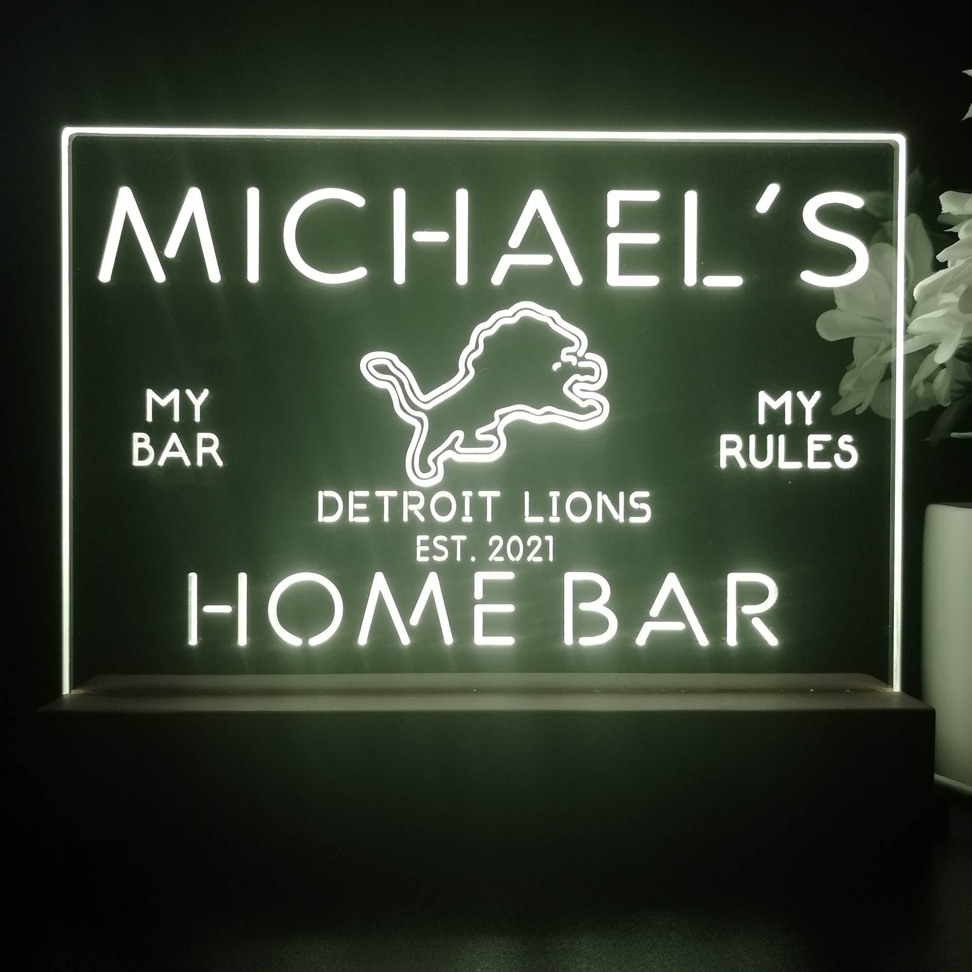 Personalized Detroit Lions Souvenir Neon LED Night Light Sign