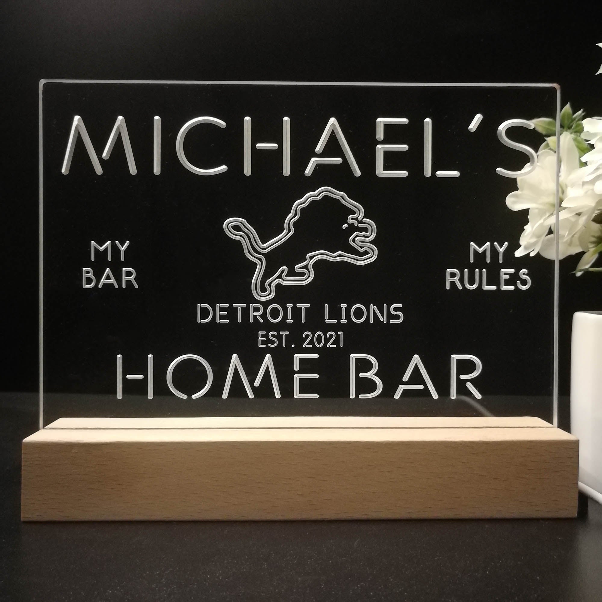 Personalized Detroit Lions Souvenir Neon LED Night Light Sign