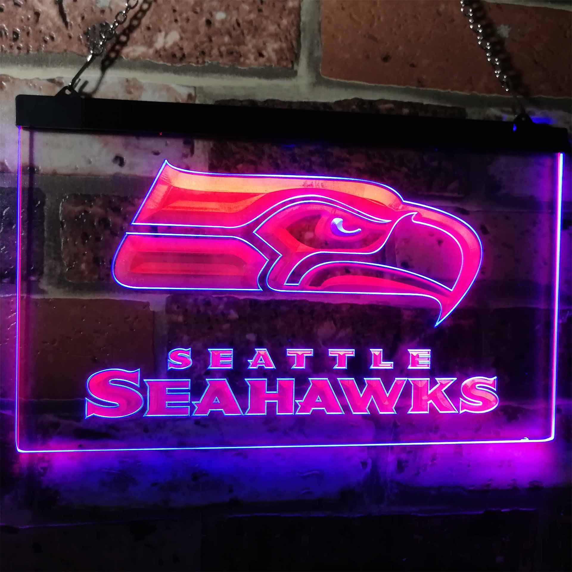 Seattle Seahawks Football Bar Dual Color LED Light Sign led lab cave