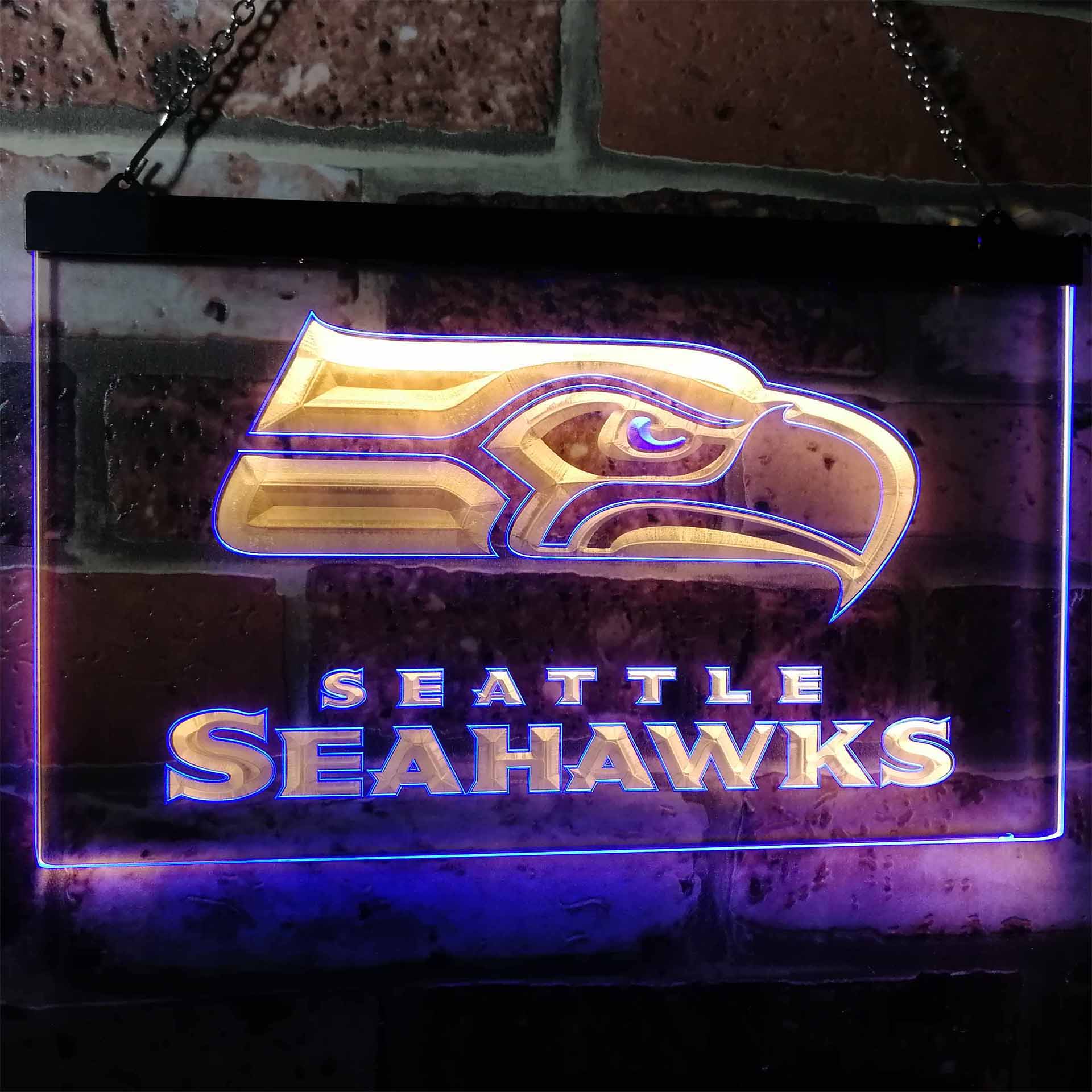 Seattle Seahawks Football Bar Dual Color LED Light Sign led lab cave